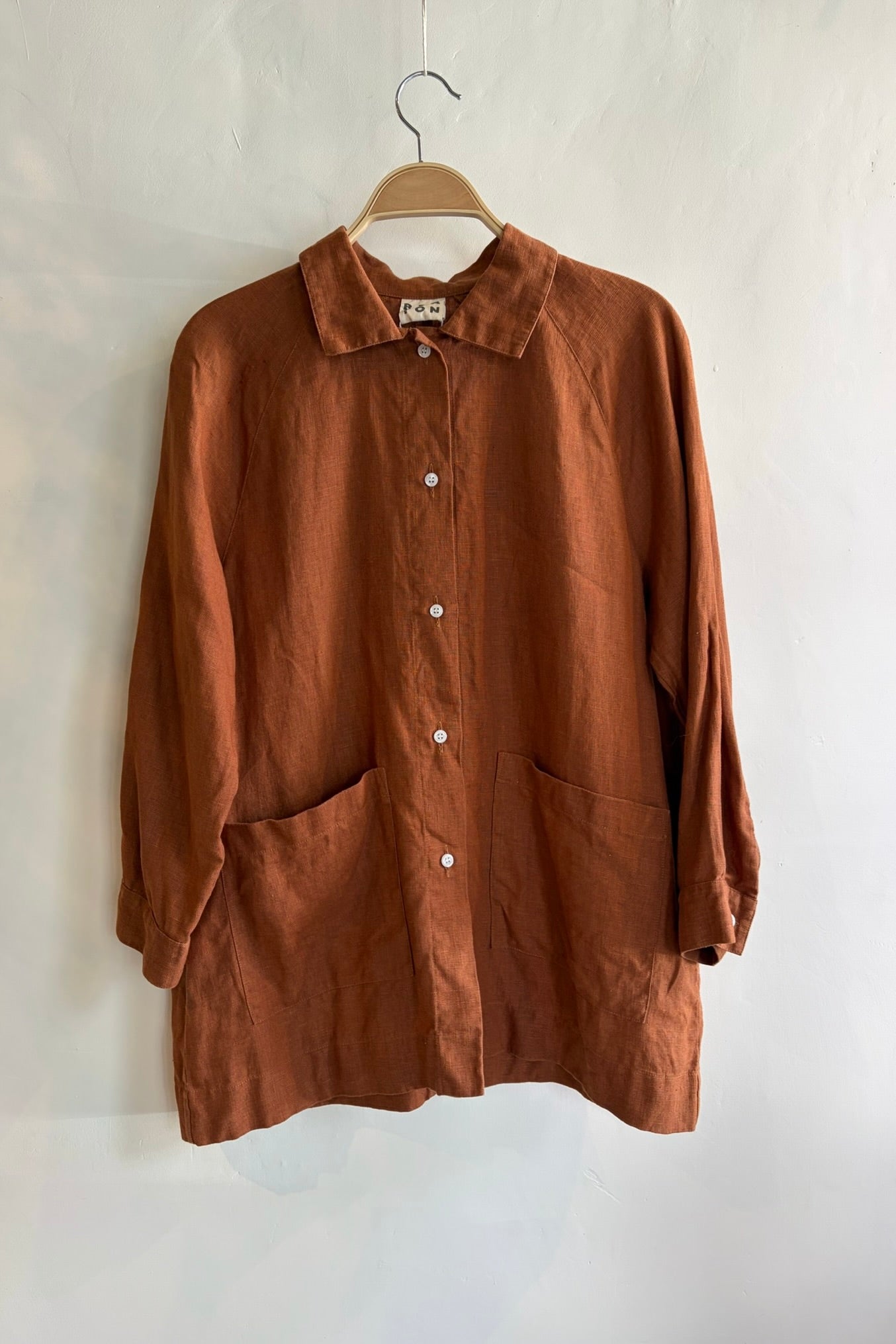 Pre-Loved / Beaton Linen / Linen chore Coat / Rust / Sz Small