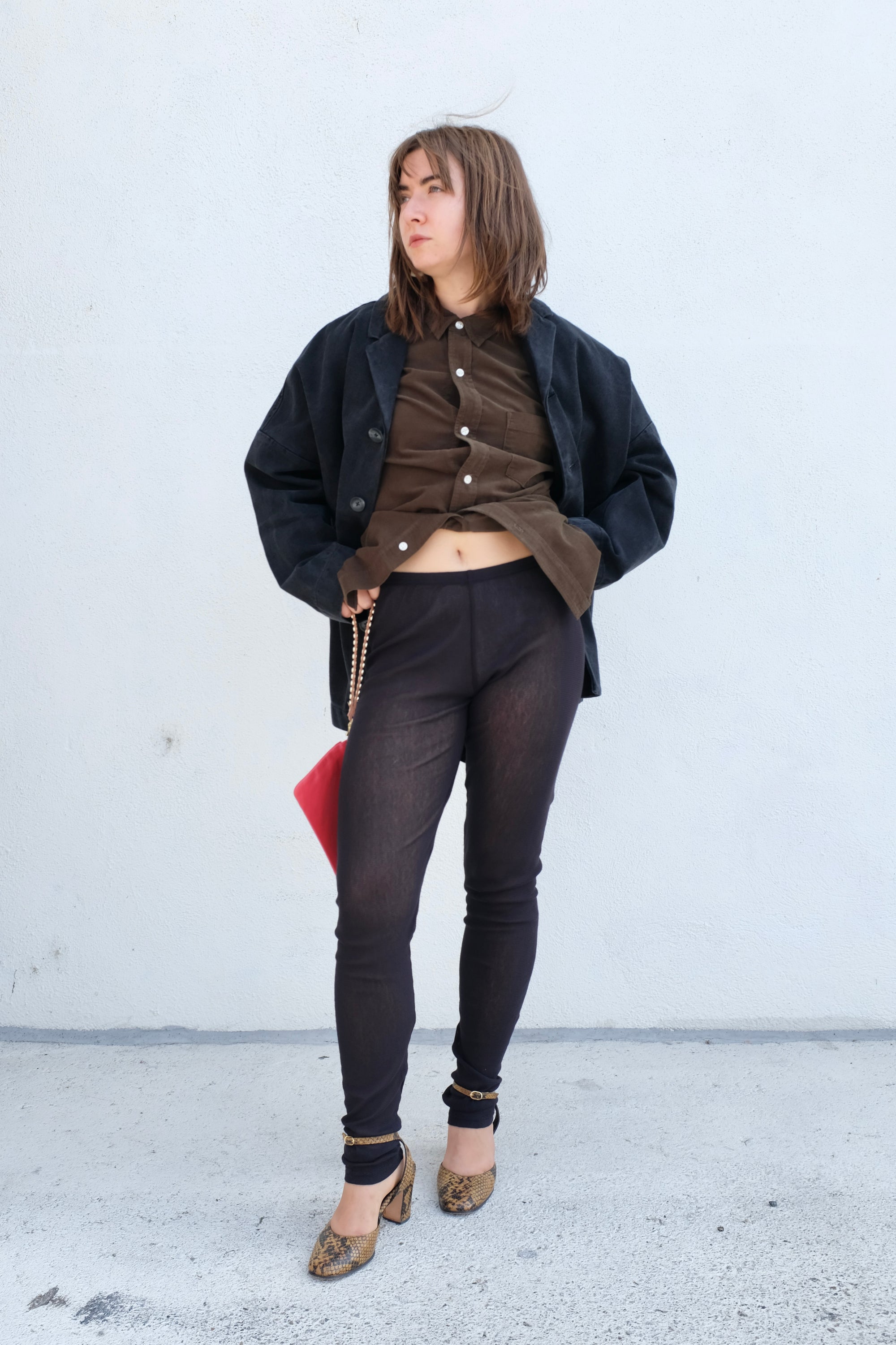 Black Crane Mesh Leggings / Black