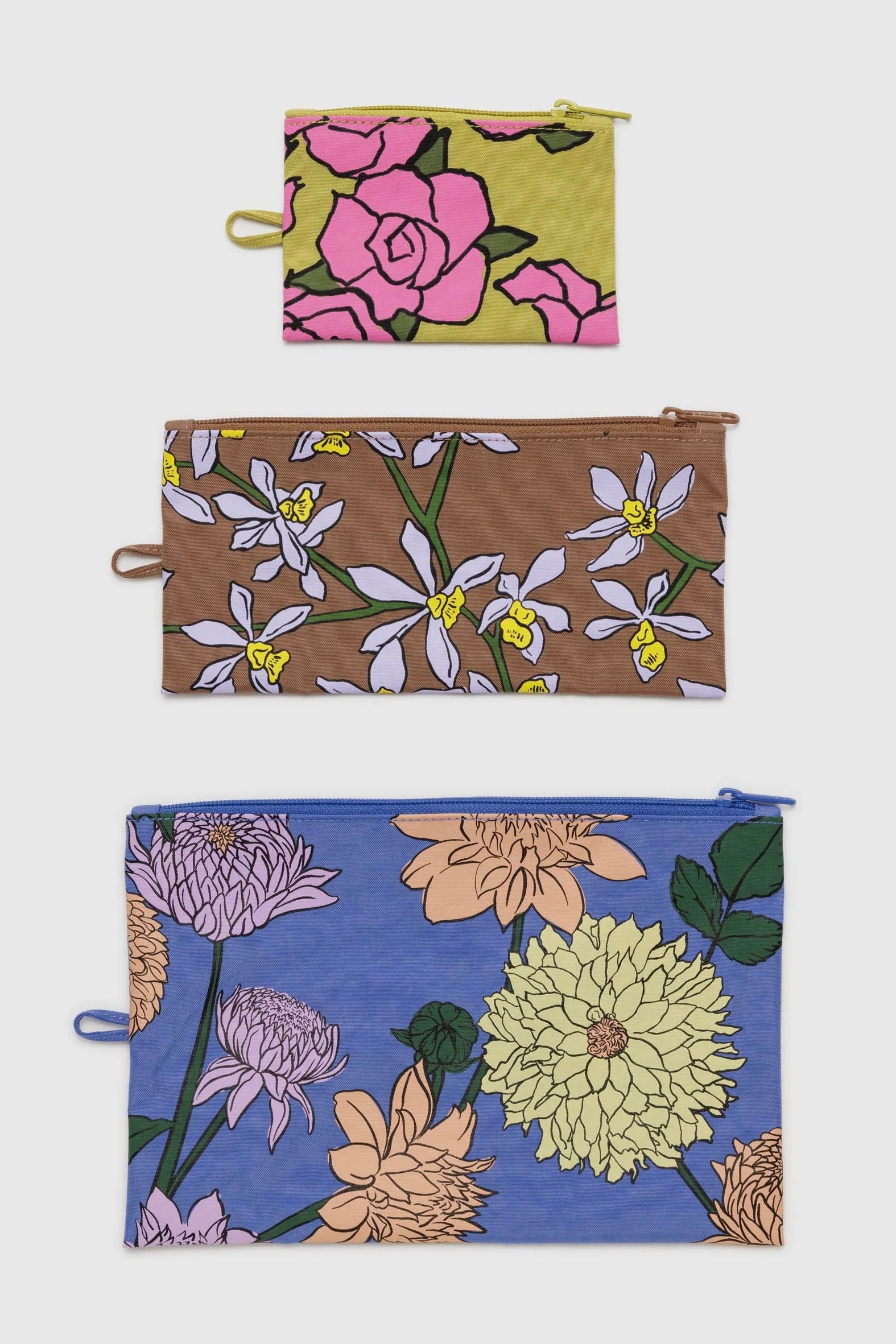 Baggu Flat Pouch Set / Garden Flowers