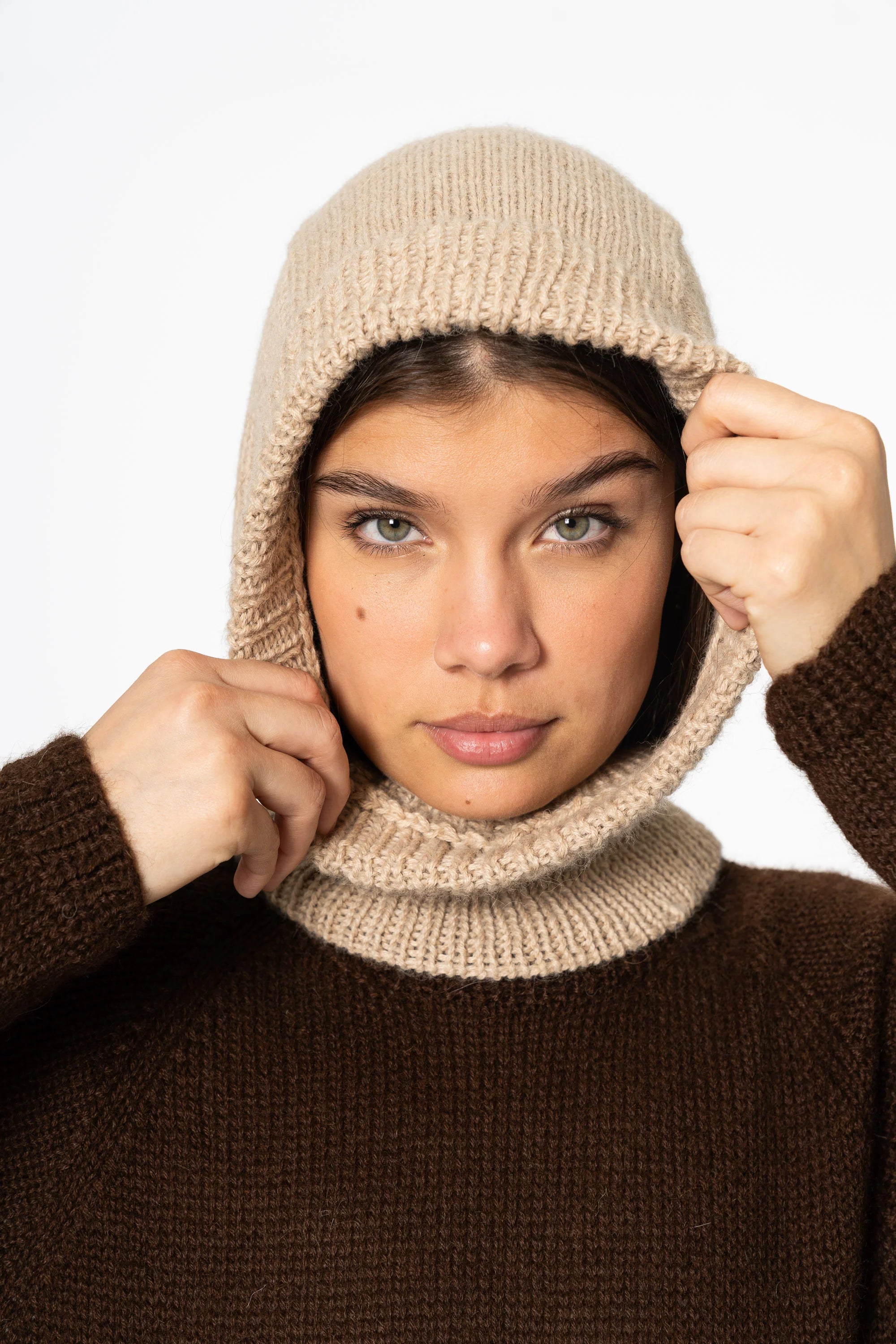 Dinadi Alpaca Handknit Balaclava / Desert Sand