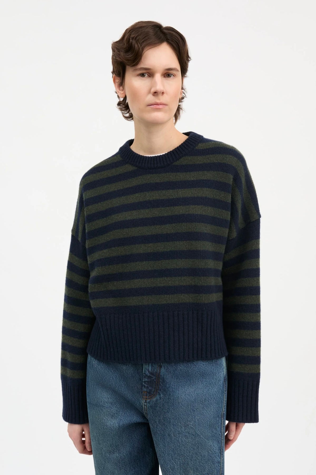 Campa Jumper / Navy + Green Stripe