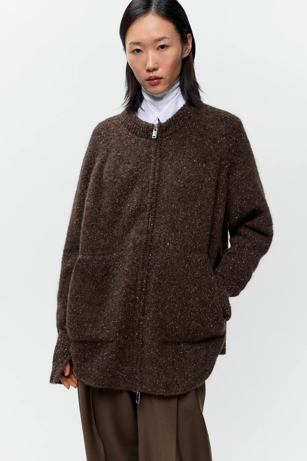 Cordera Speckled Zip Jacket / Chocolate