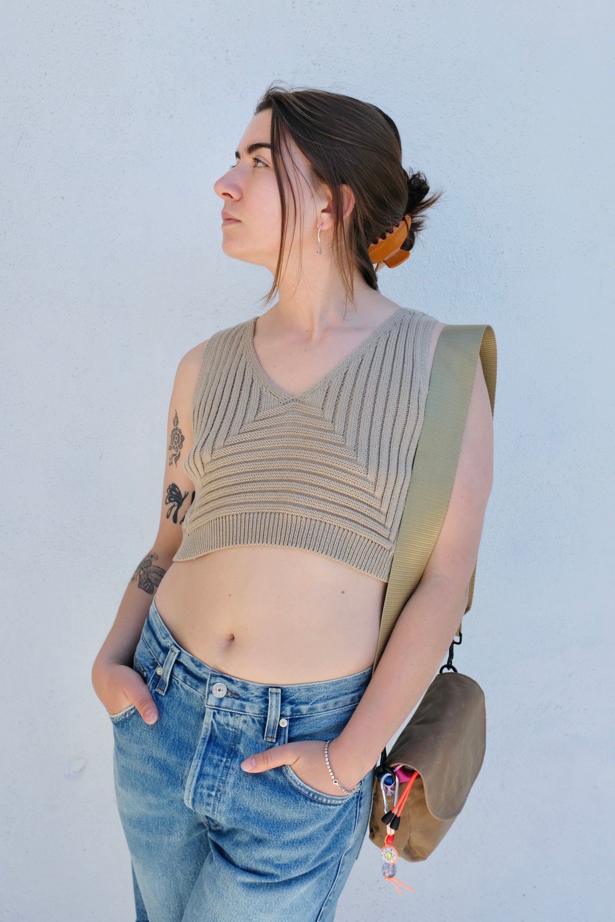 Atelier Delphine Cropped Rib Top / Khaki