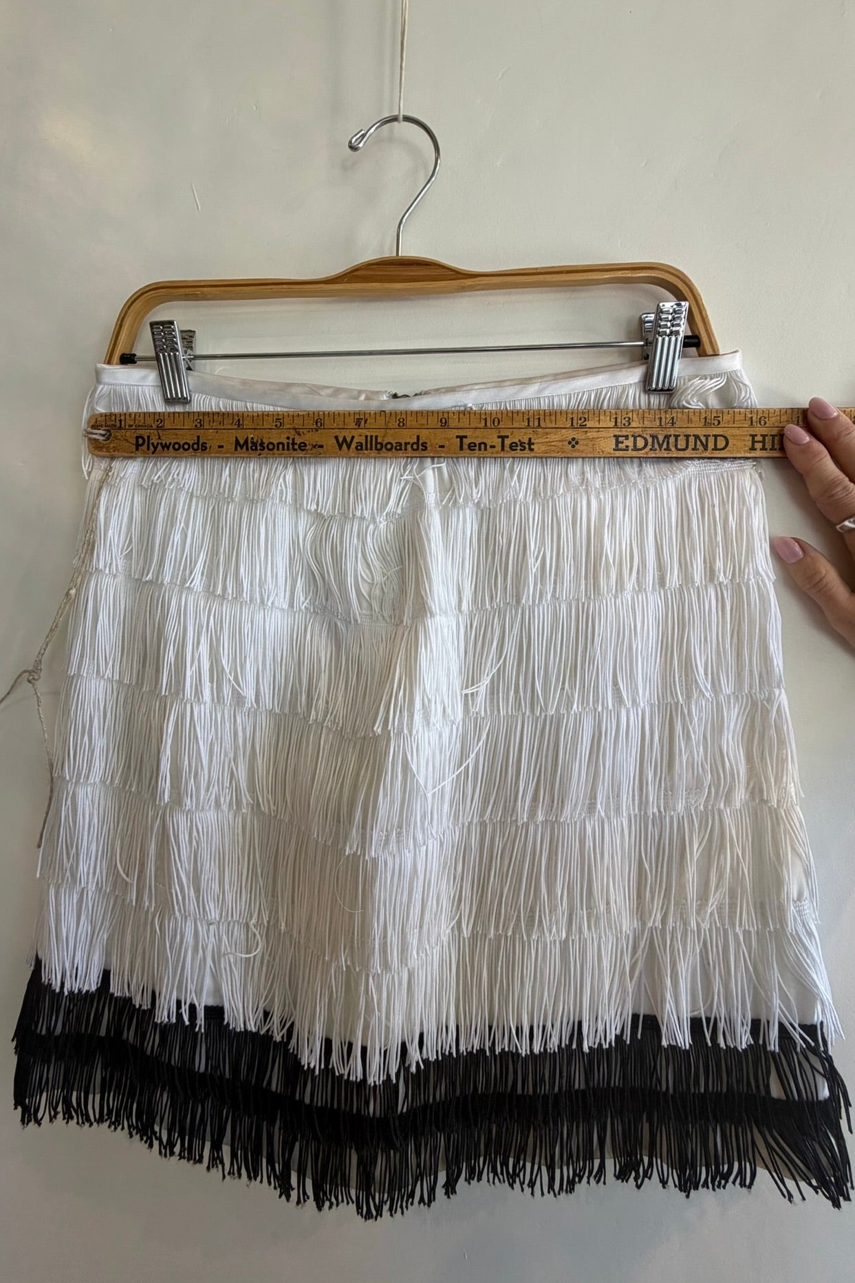 Pre-Loved / Shelly Kano Fringe Skirt / Black + White / Size M