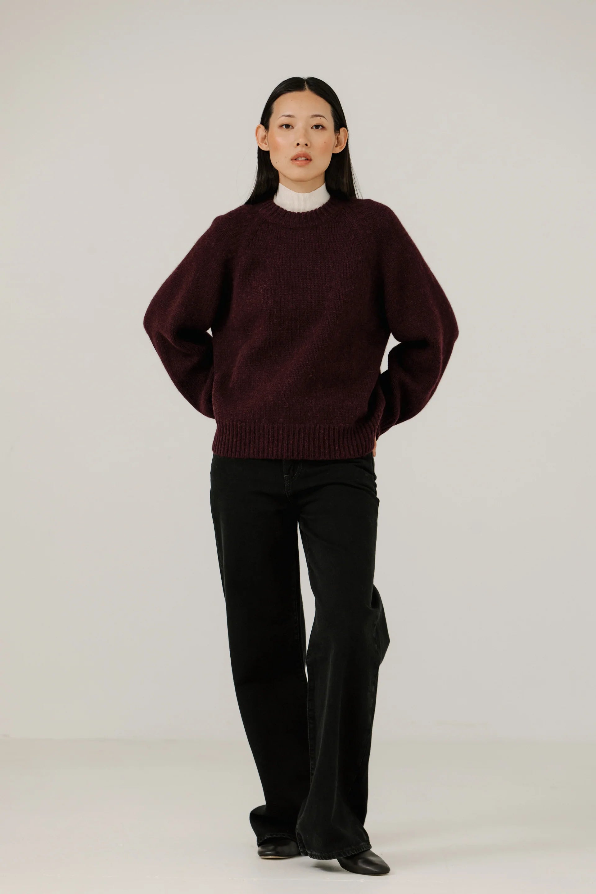 Bare Knitwear Classic Oversized Crewneck / Deep Maroon