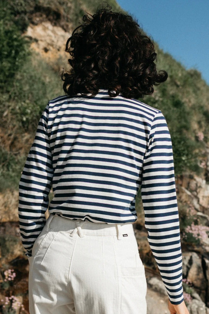 Finisterre Eldon Stripe Tee / Deep Blue + White