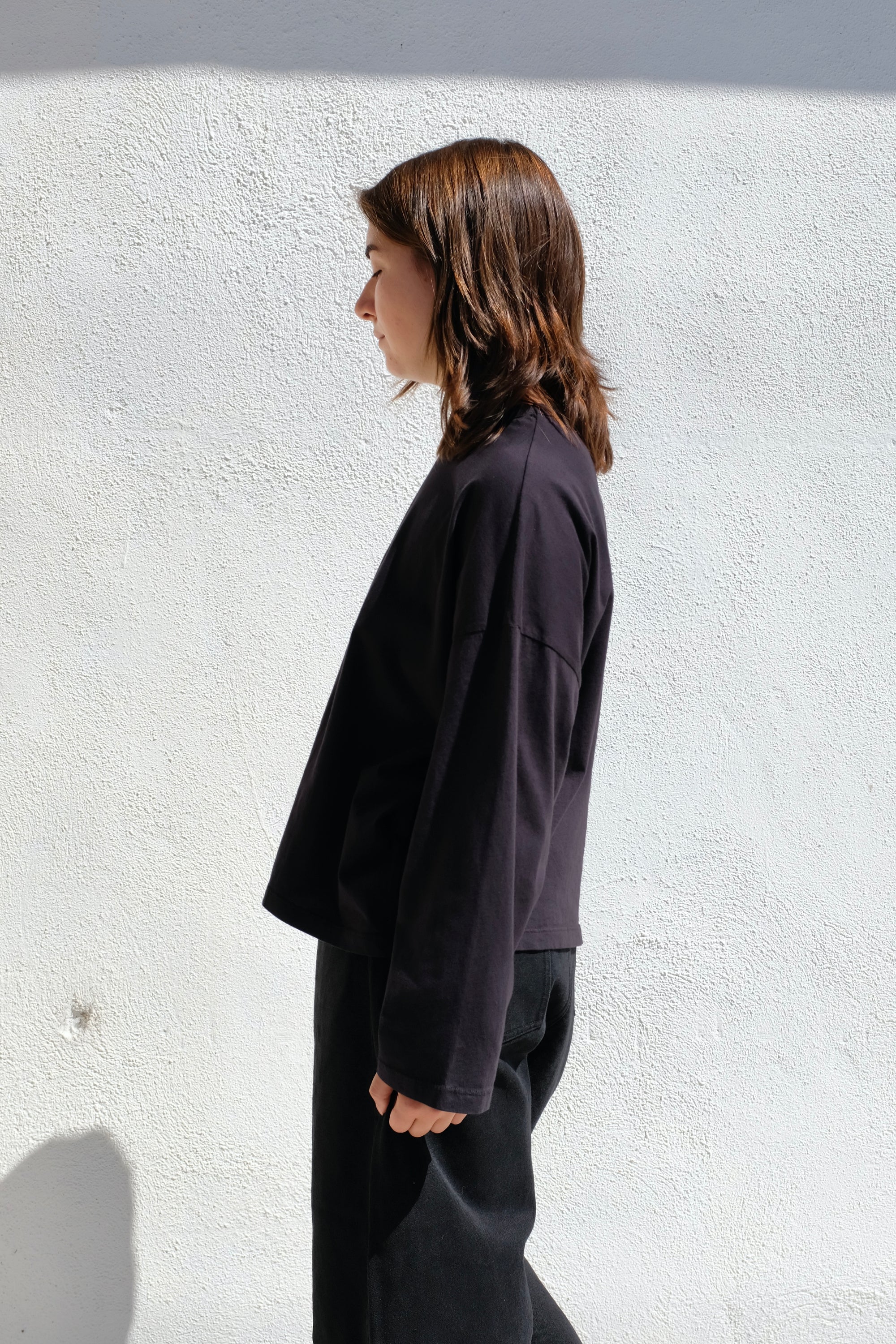 Black Crane Wide Long Sleeve Tee / Black