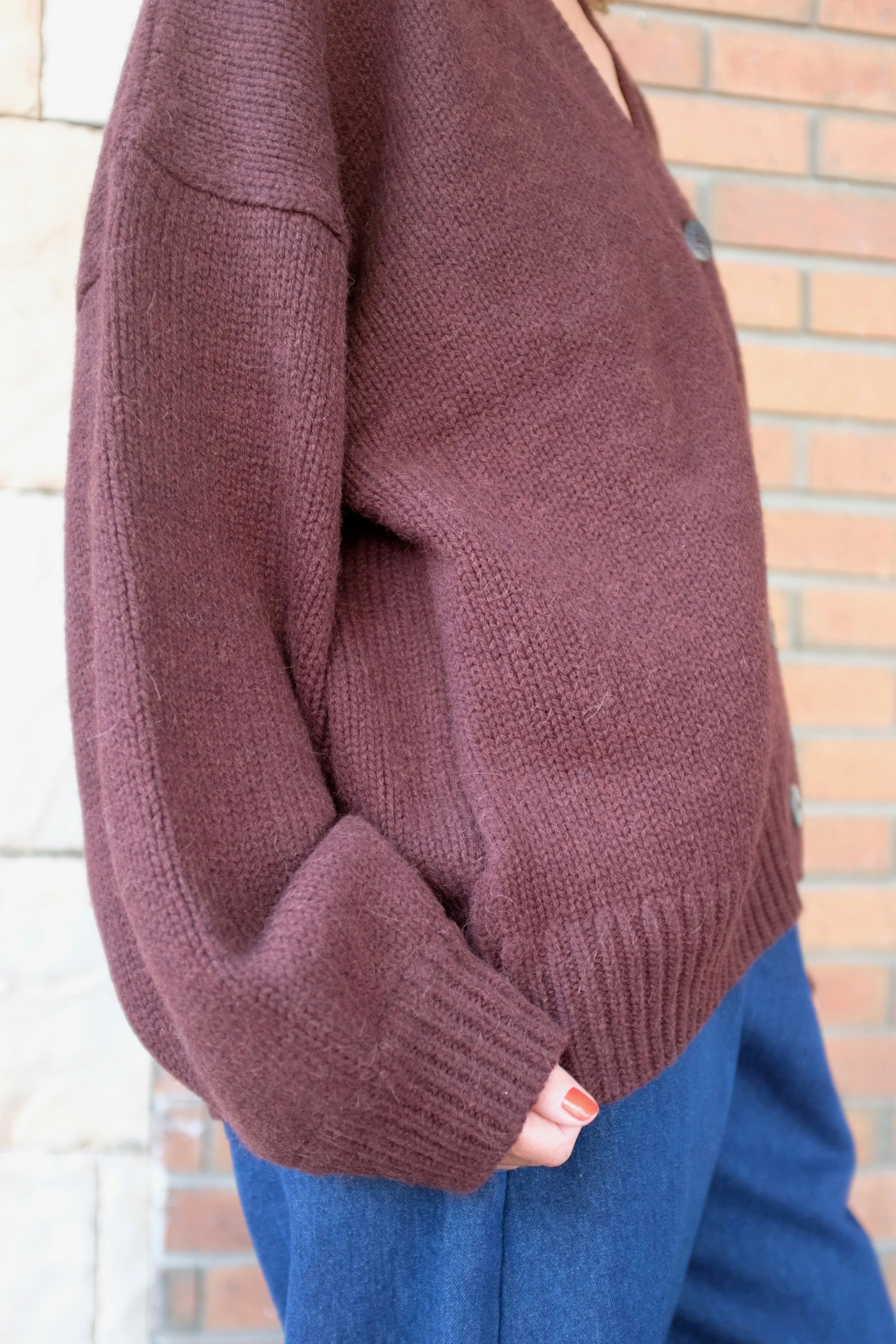 Oversized Alpaca Cardigan / Deep Maroon