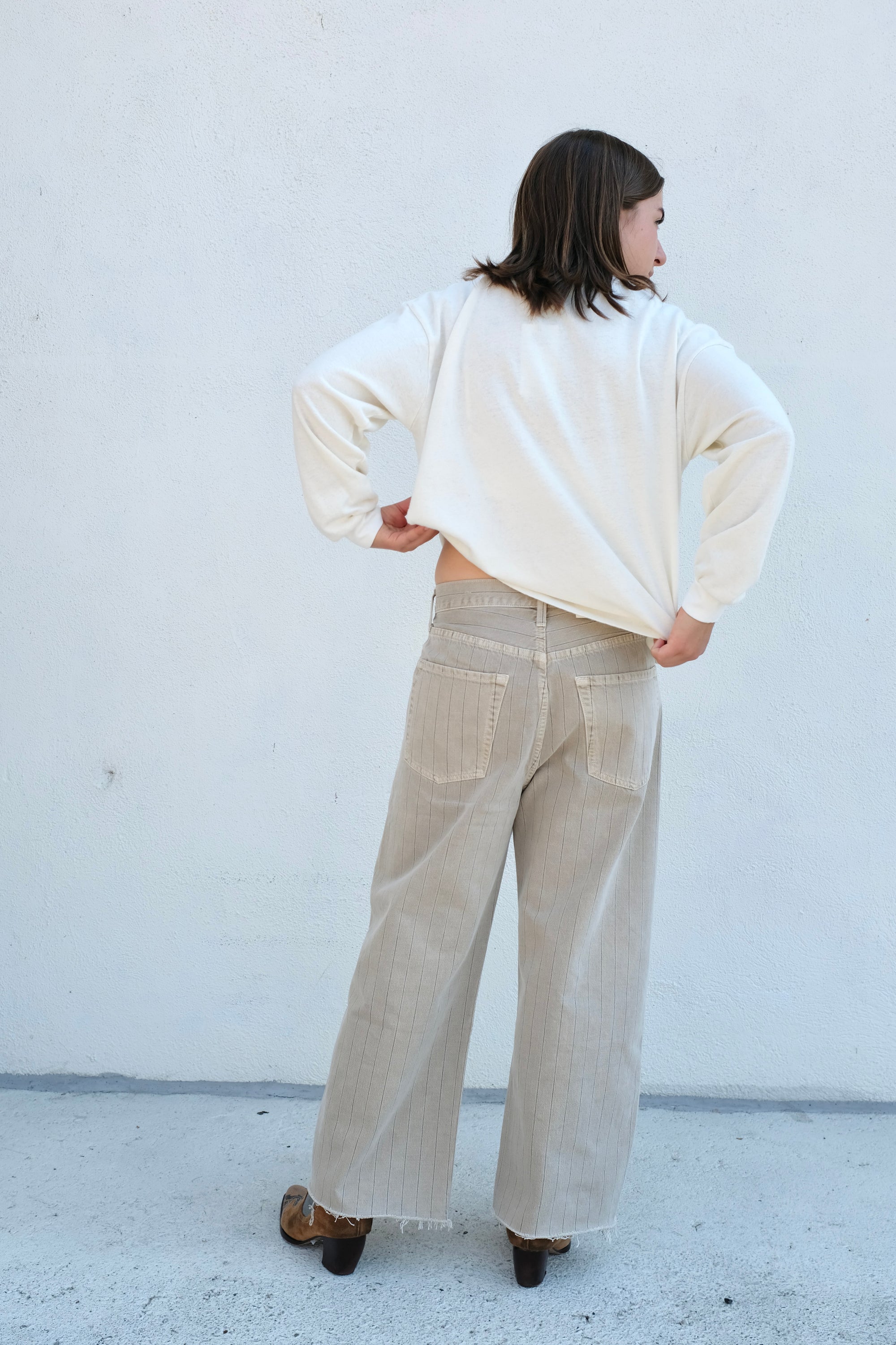 Citizens of Humanity Ayla Raw Hem Crop / Neutral Stripe