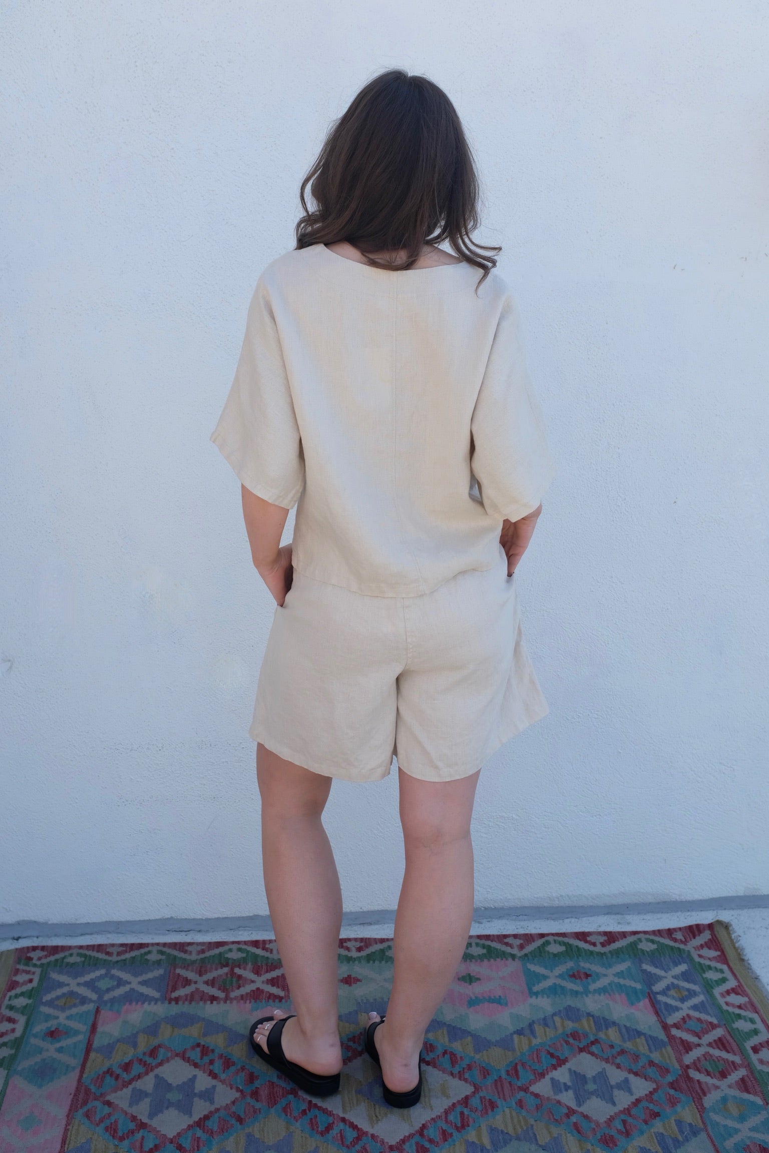 Moss Grey Clara Shorts / Chalk 6"