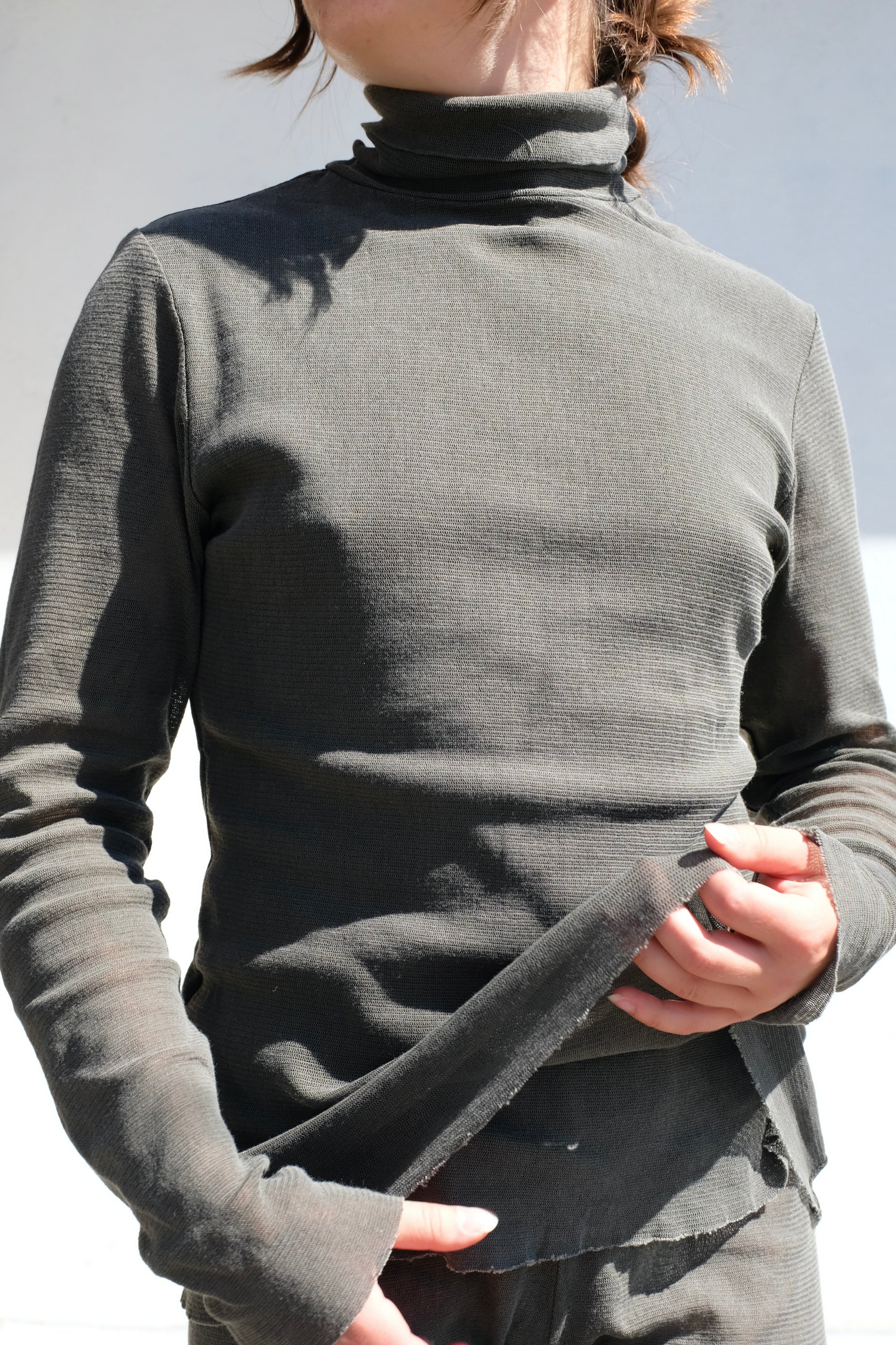 Black Crane Double Mesh Turtleneck / Slate