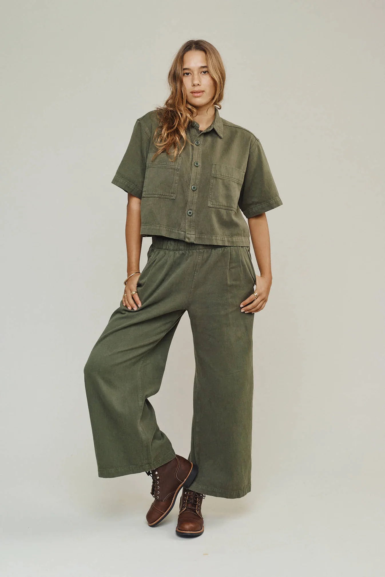 Jungmaven Twill Phinney Shirt / Olive Green