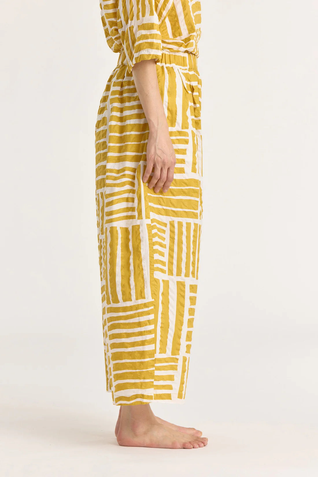 Black Crane Wide Pants / Gold Print