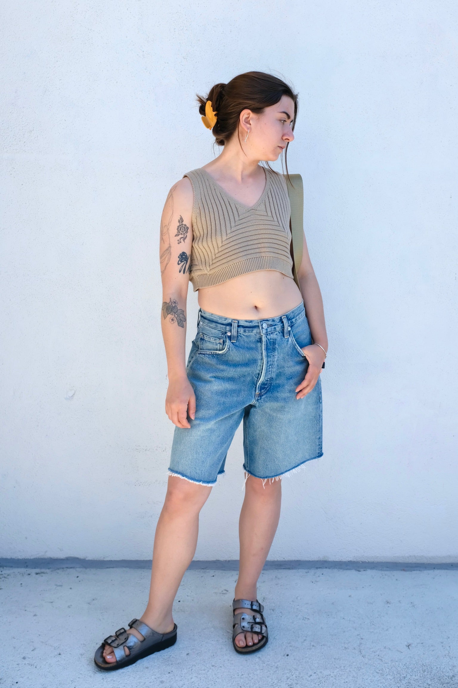 Atelier Delphine Cropped Rib Top / Khaki