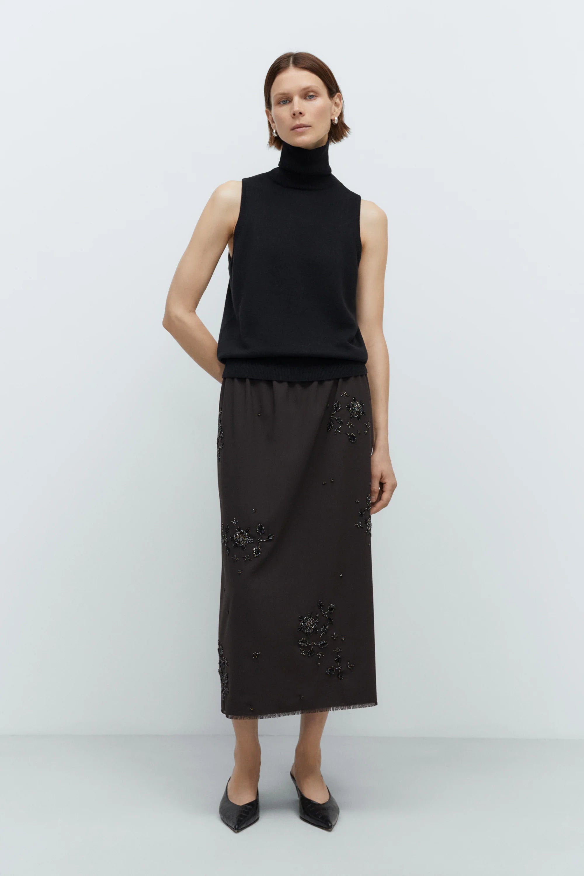 Cordera Merino Wool Turtleneck Vest / Black