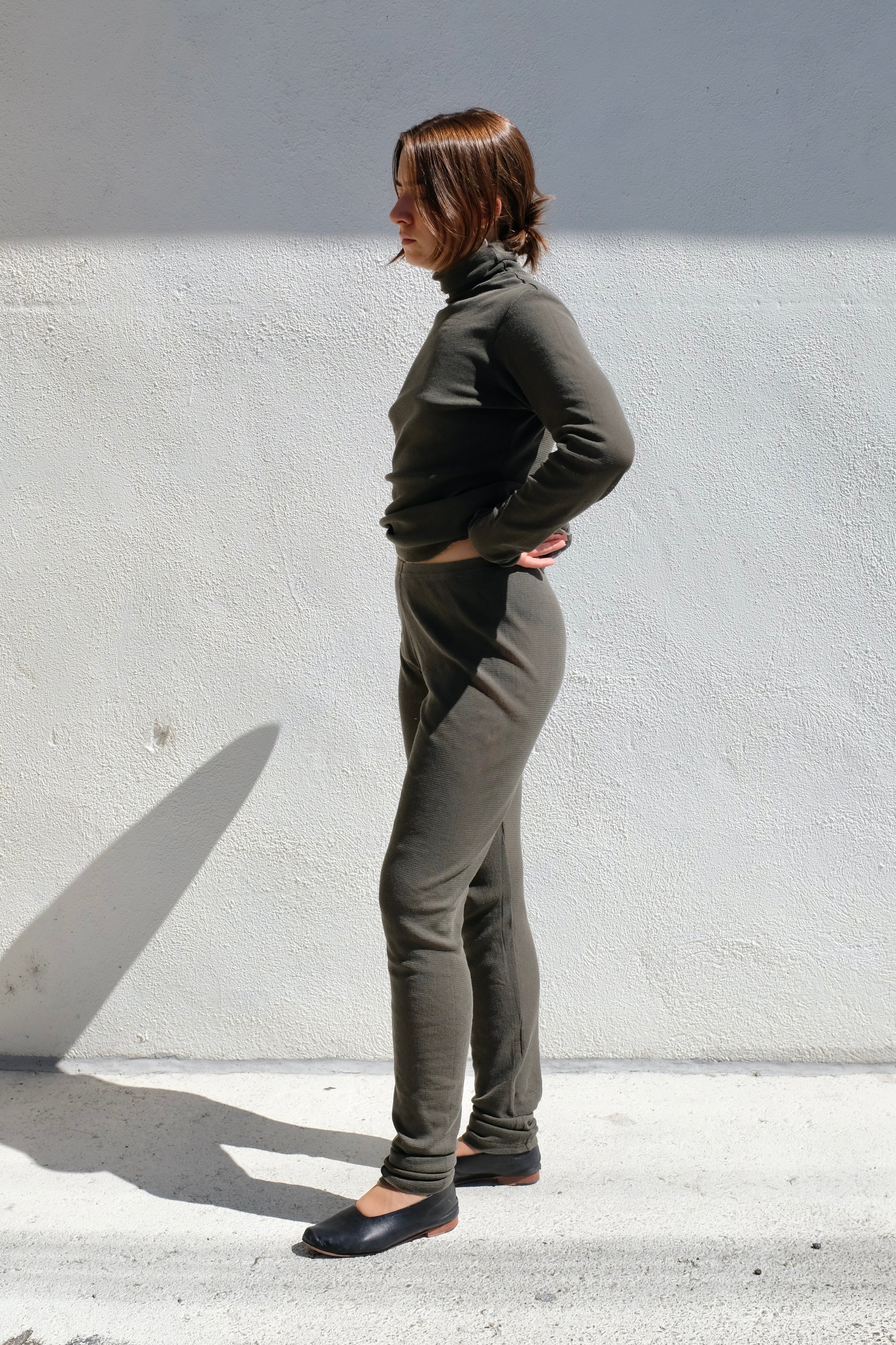 Black Crane Mesh Leggings / Slate