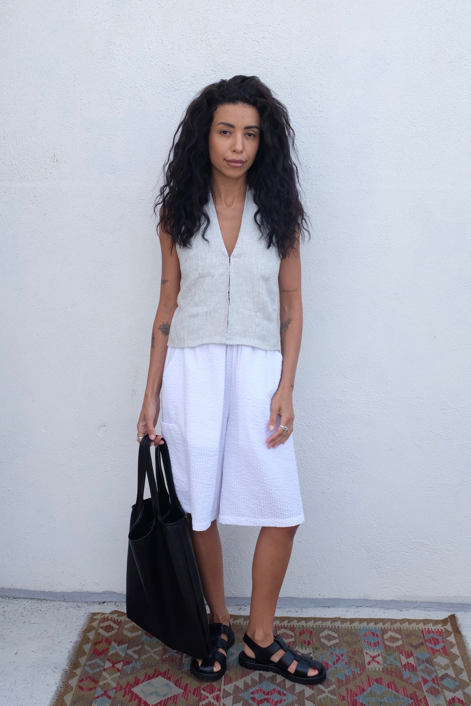Deiji Studio Close Halter Top / Fine Stripe