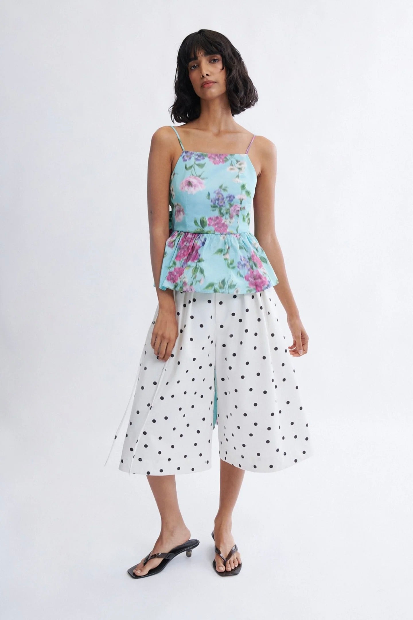 Agnes Top / Aqua Floral Taffeta