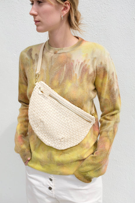 Clare V. Grande Fanny / Cream Woven Checker