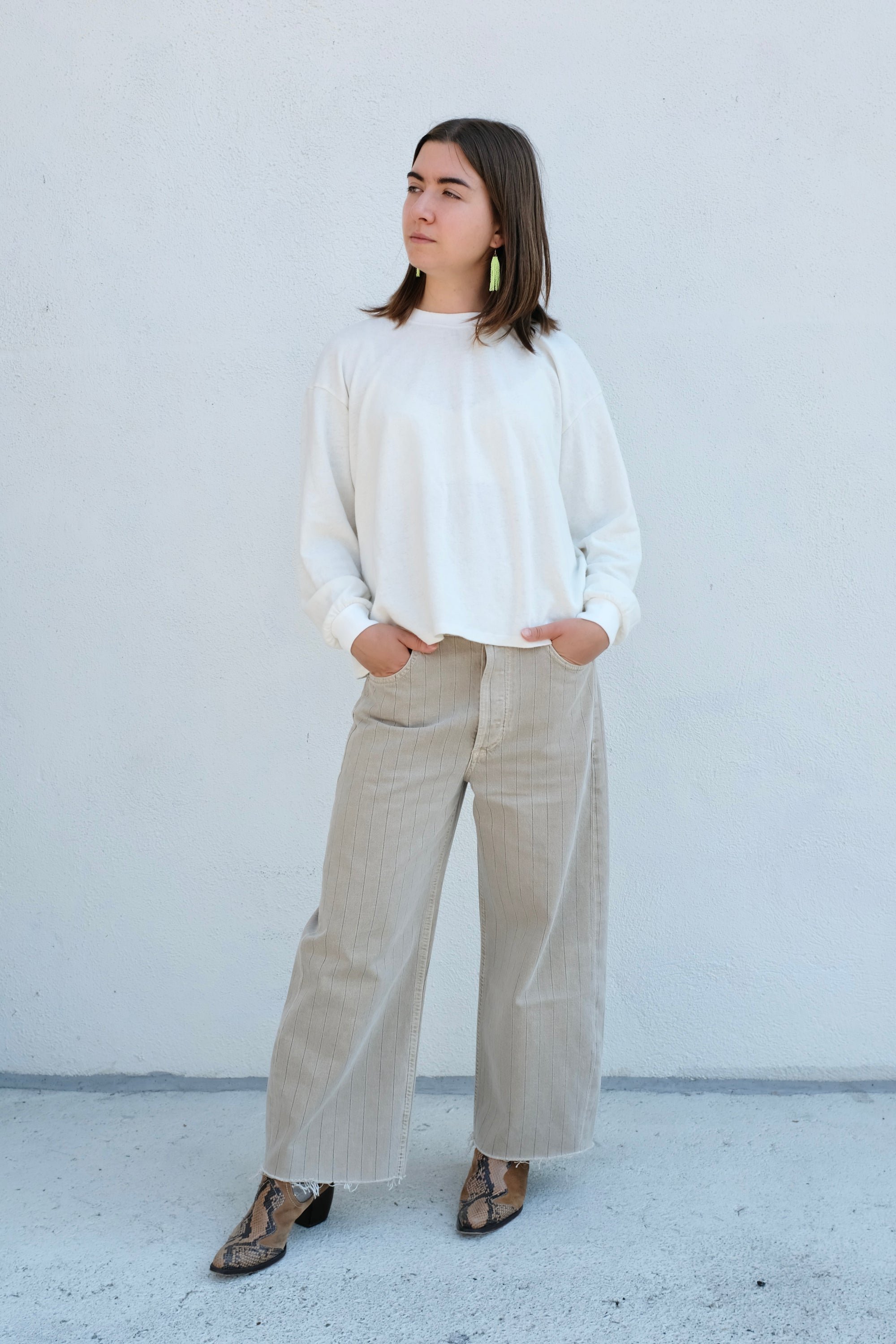 Citizens of Humanity Ayla Raw Hem Crop / Neutral Stripe
