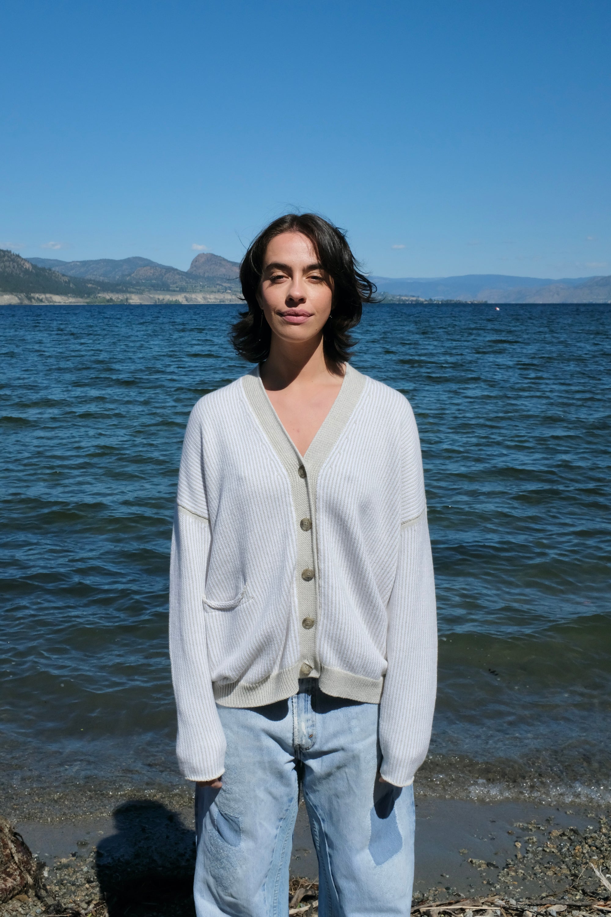 Lauren Manoogian Linea Cardigan / Marble+White