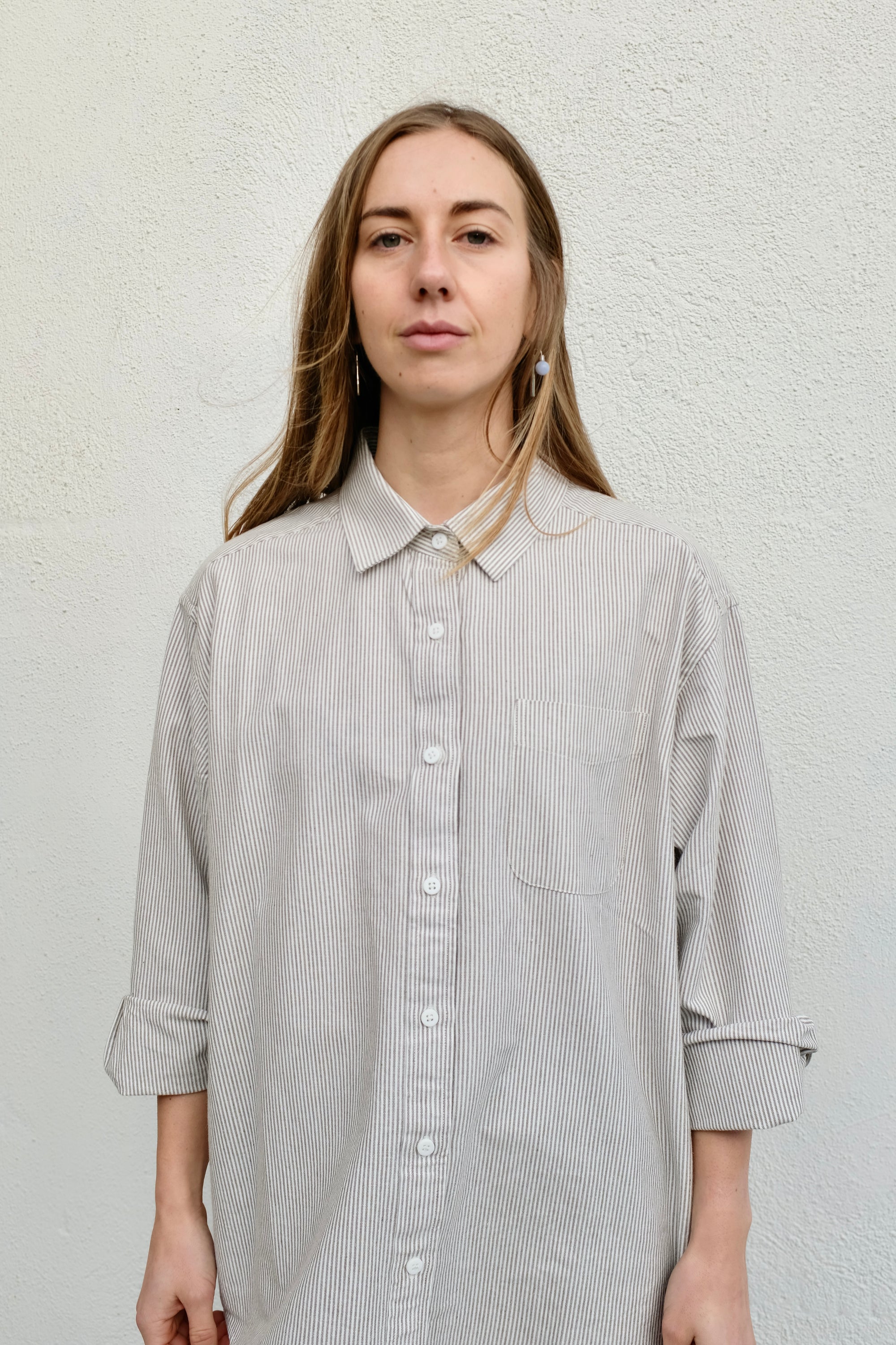 Gillian Stevens Britta Shirt / Charcoal Stripe