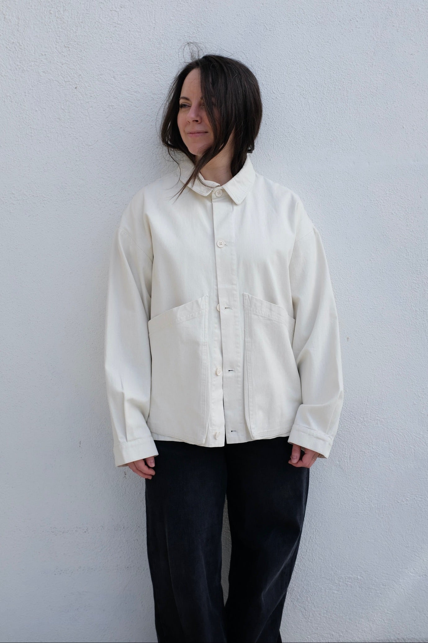 Signature Panel Pockets Jacket / Pearl White