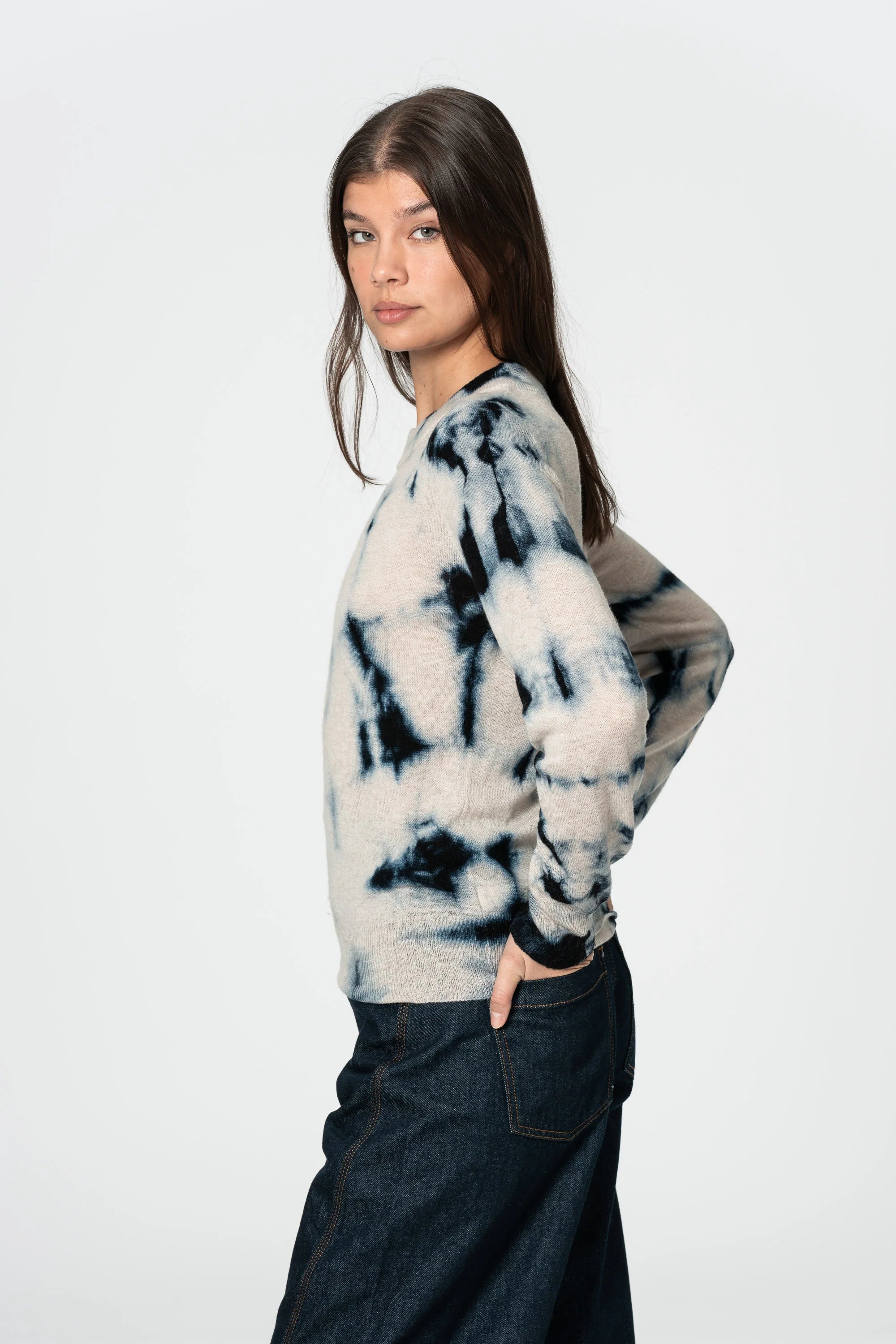 Dinadi Merino Shibori Sweater / Space Blue