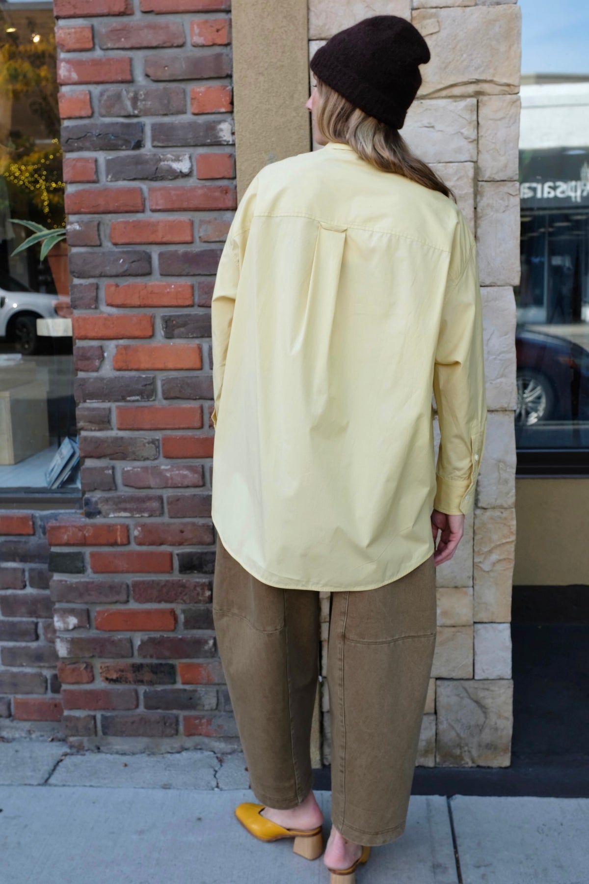 Cawley Japanese Striped Cotton Phoebe Shirt / Butter Stripe