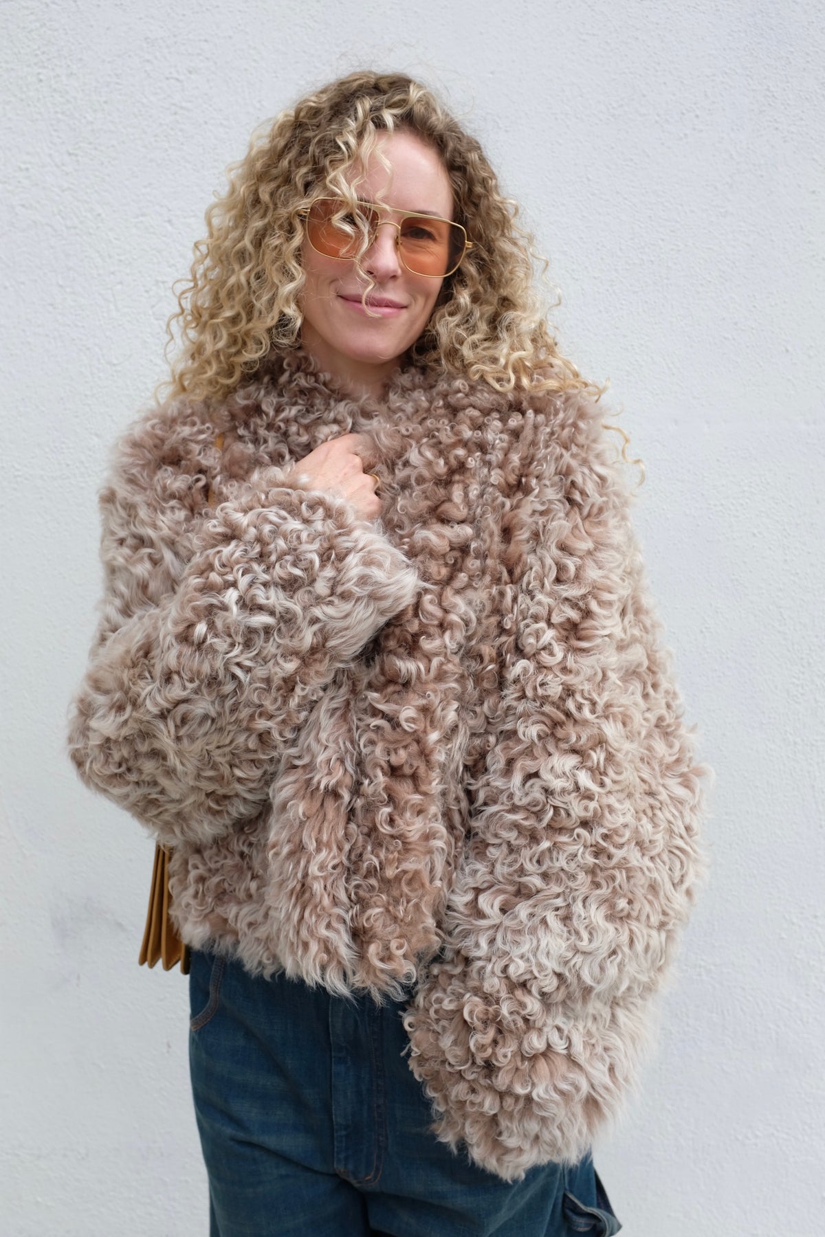 Arma Mooney Curly Shearling Jacket / Camel