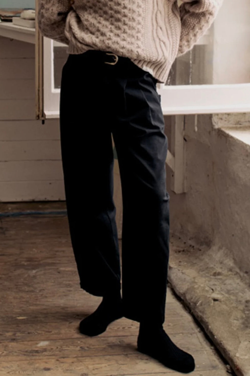 Amy Powney x Finisterre Pleat Front Pant / Black