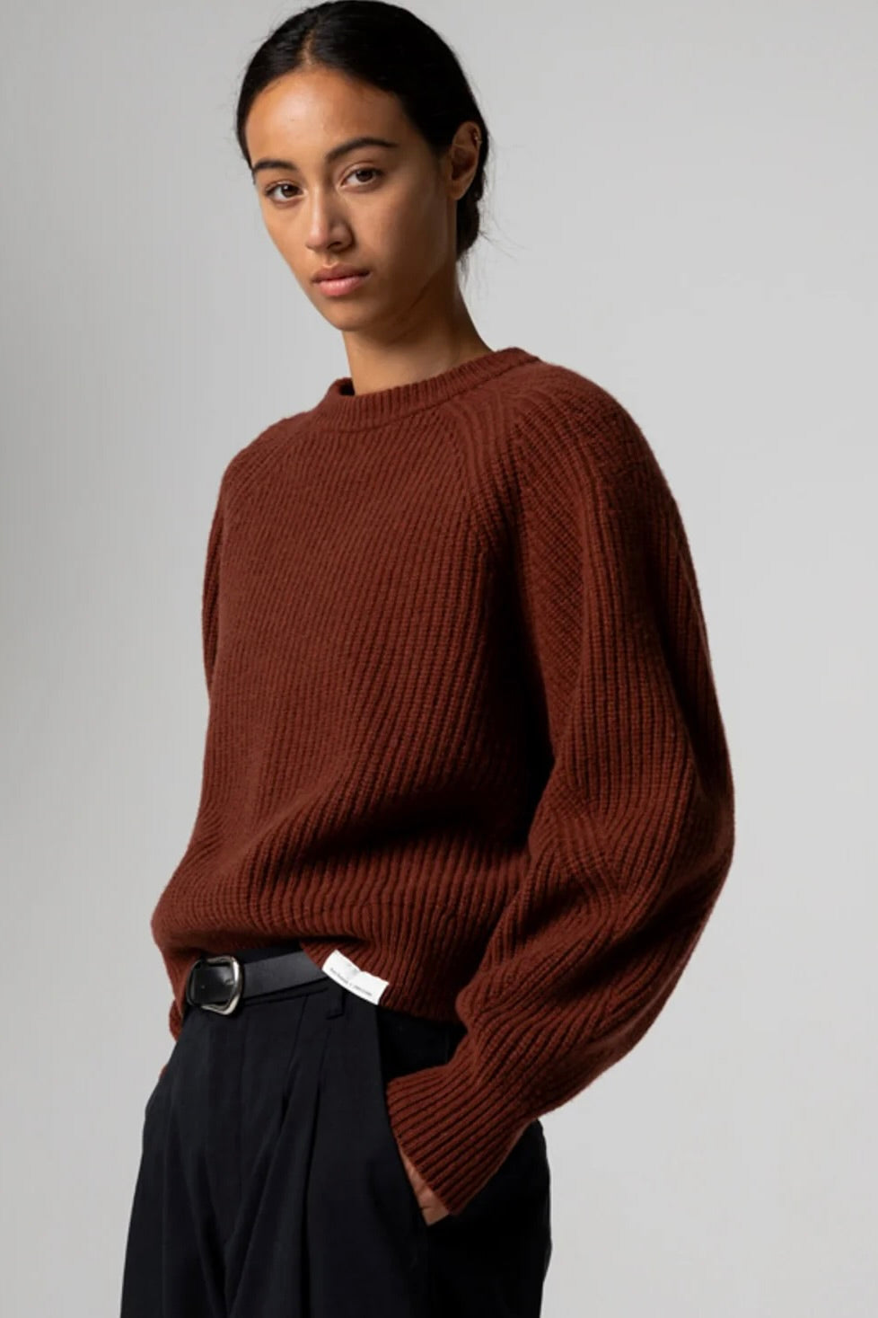 Amy Powney x Finisterre Fisherman Rib Crewneck Sweater / Cherrywood