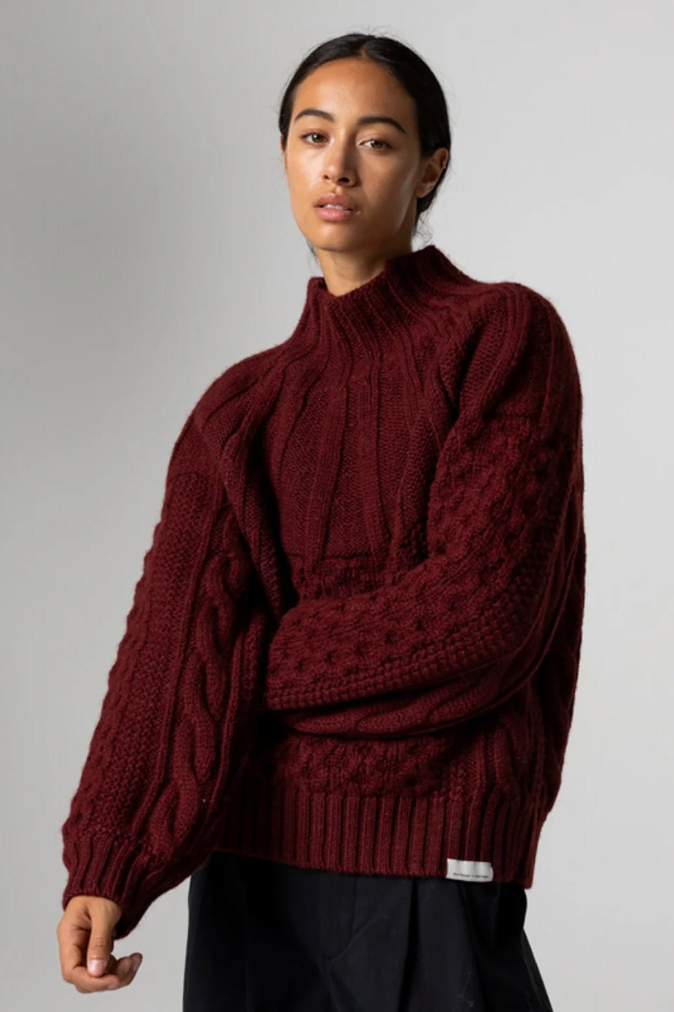 Amy Powney x Finisterre Aran Knit Sweater / Cherrywood