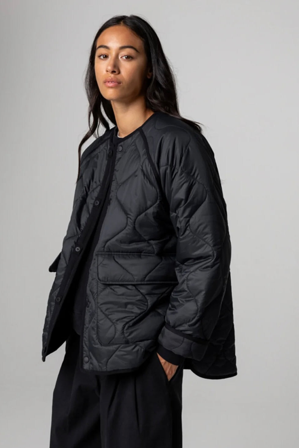 Amy Powney x Finisterre Oversized Quilted Jacket / Black