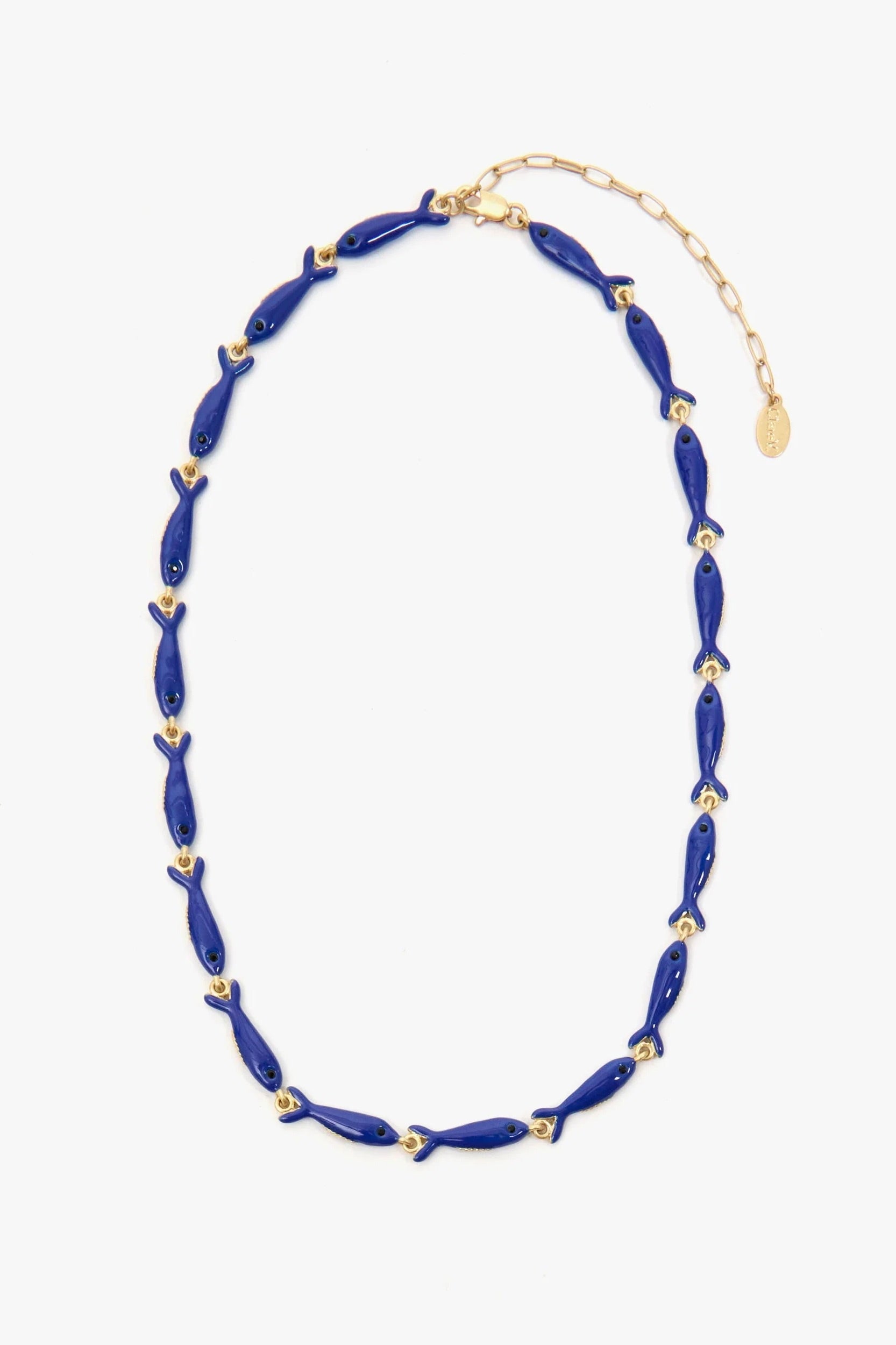 Clare V. Enamel Sardine Necklace / Cobalt