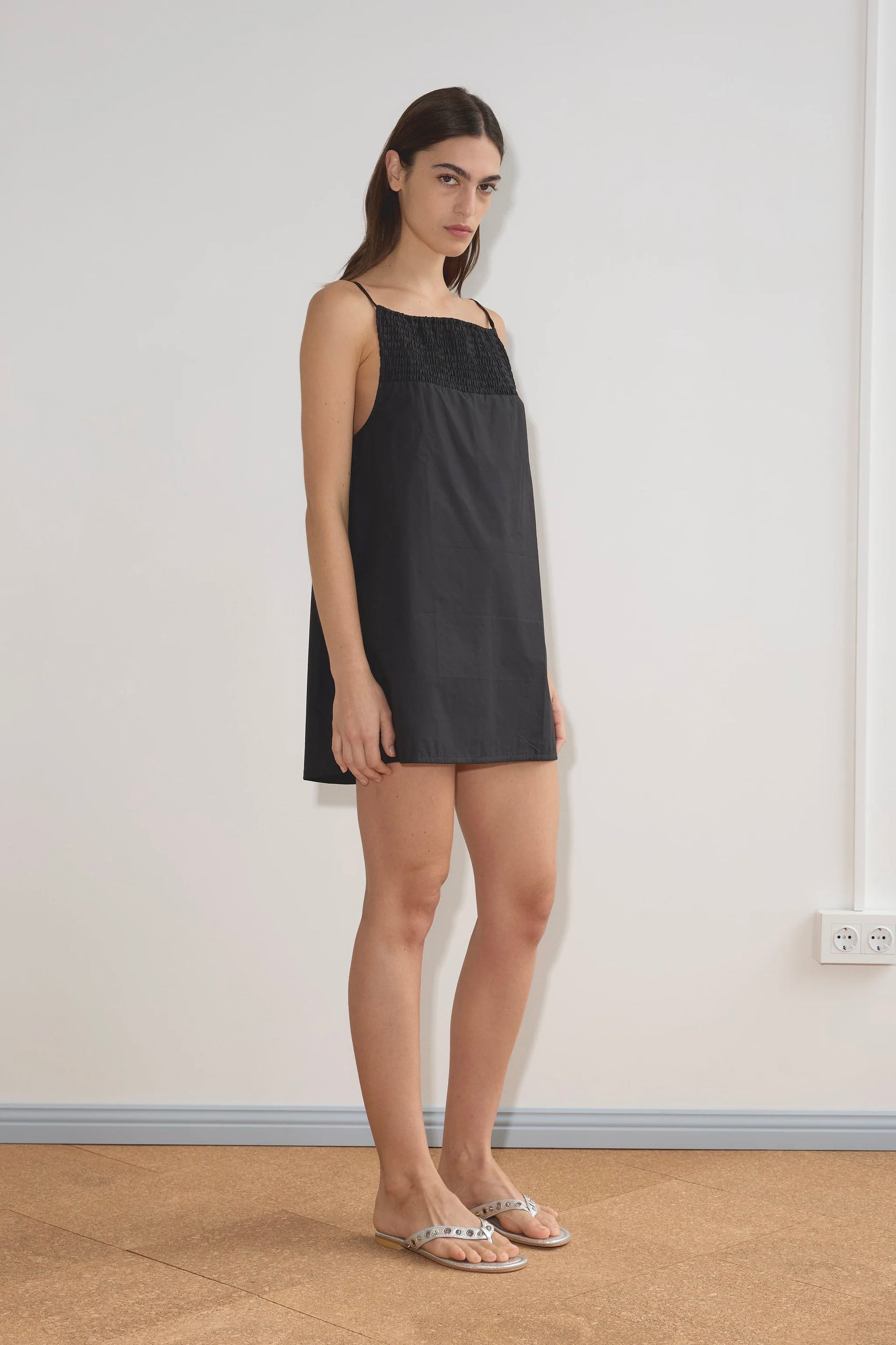 Deiji Studios Shirring Mini Dress / Black