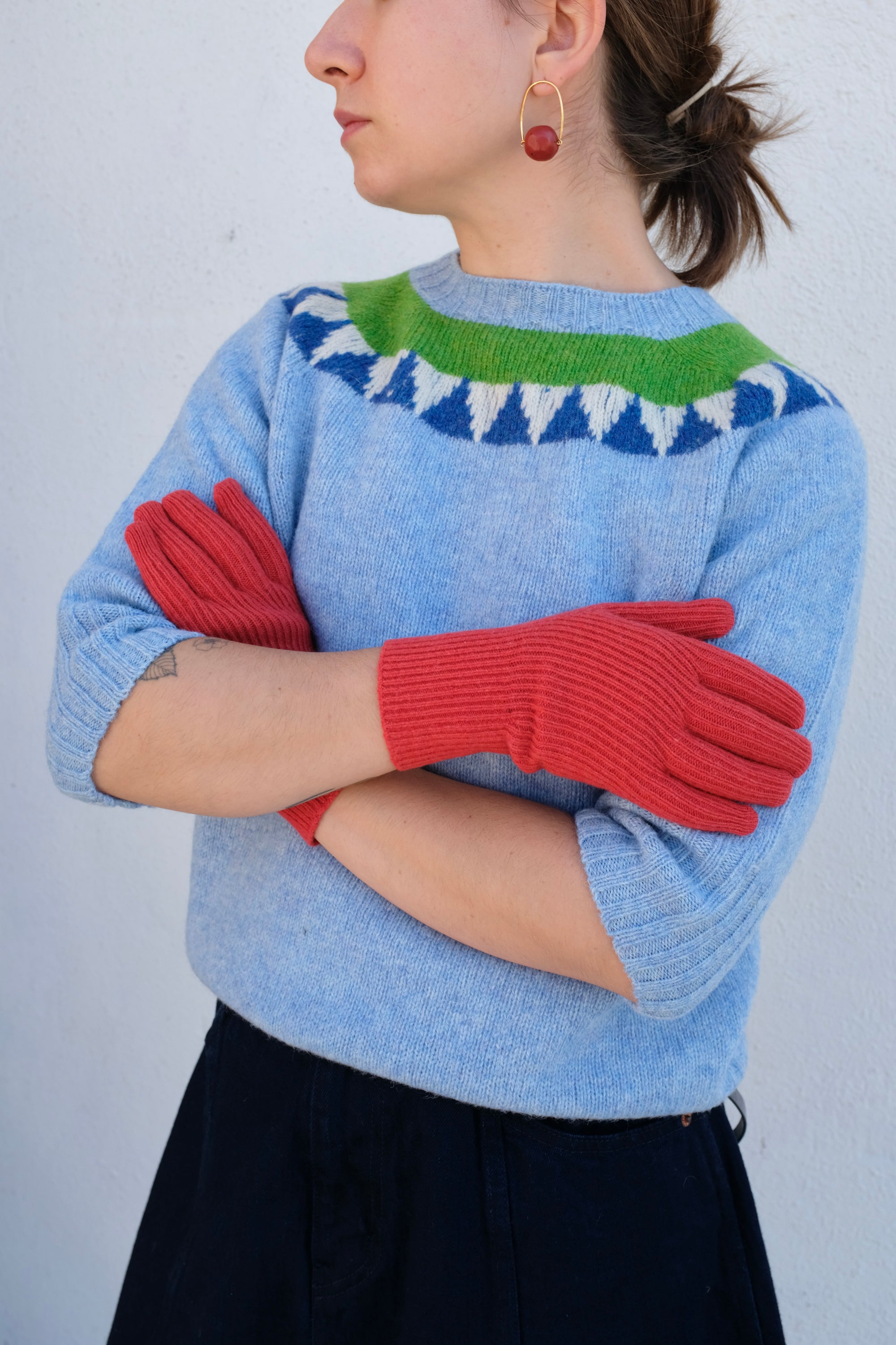 La Fetiche Otta Fairisle Sweater / Light Blue