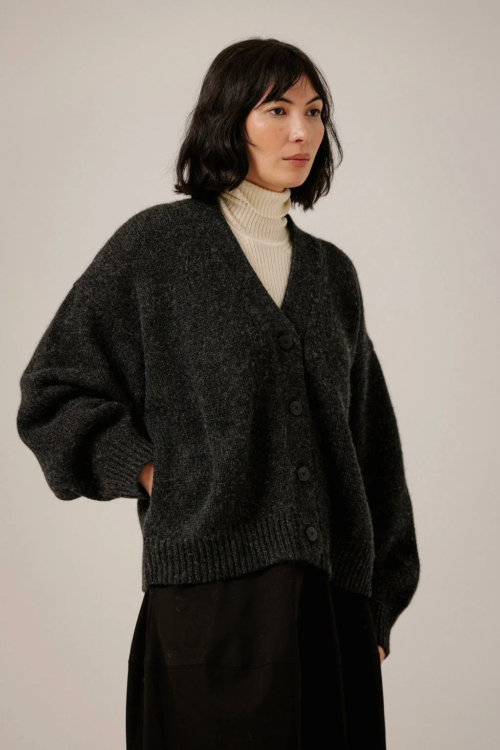 Oversized Alpaca Cardigan / Basalt