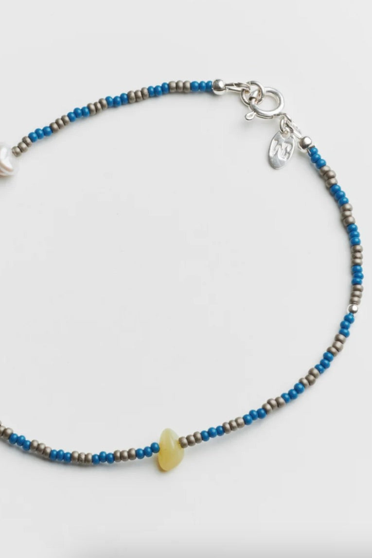 wolf circus June Mixed Bead Anklet / Blue