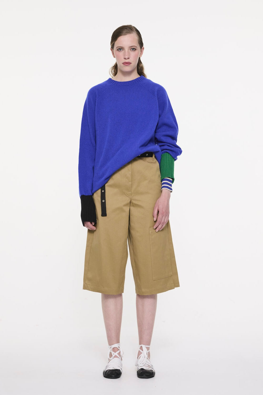 La Fetiche Unisex Lambswool Sweater with Contrast Cuff / Blue