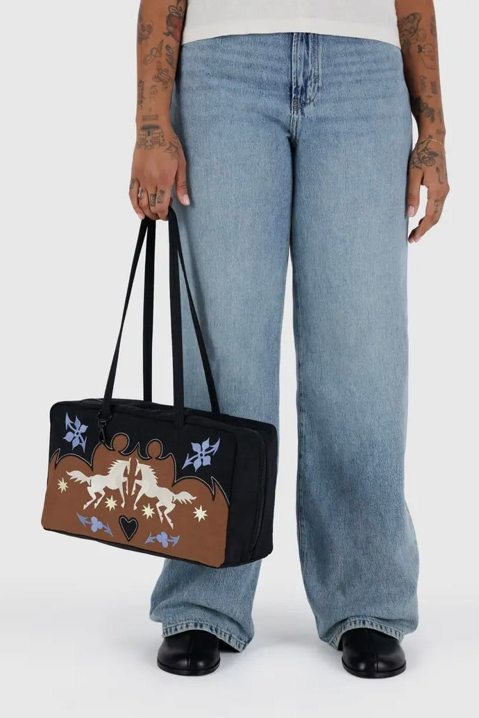 Baggu Medium Nylon Bowler Bag / Western Appliqué