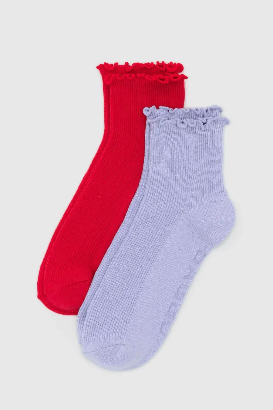 Baggu Lettuce Edge Sock / Lavender & Red