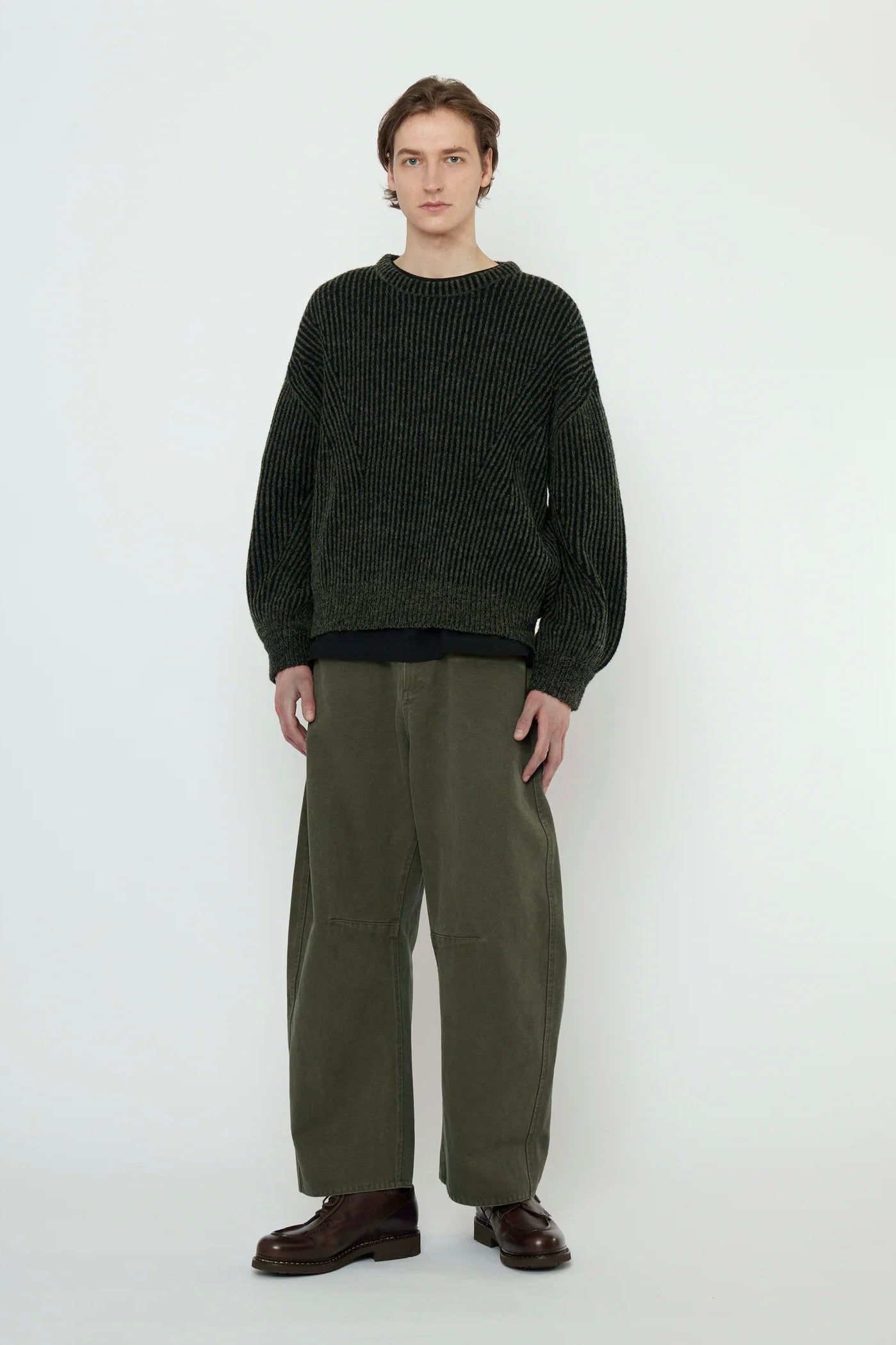 7115 by Szeki Striped Poet Sweater / Grey Black