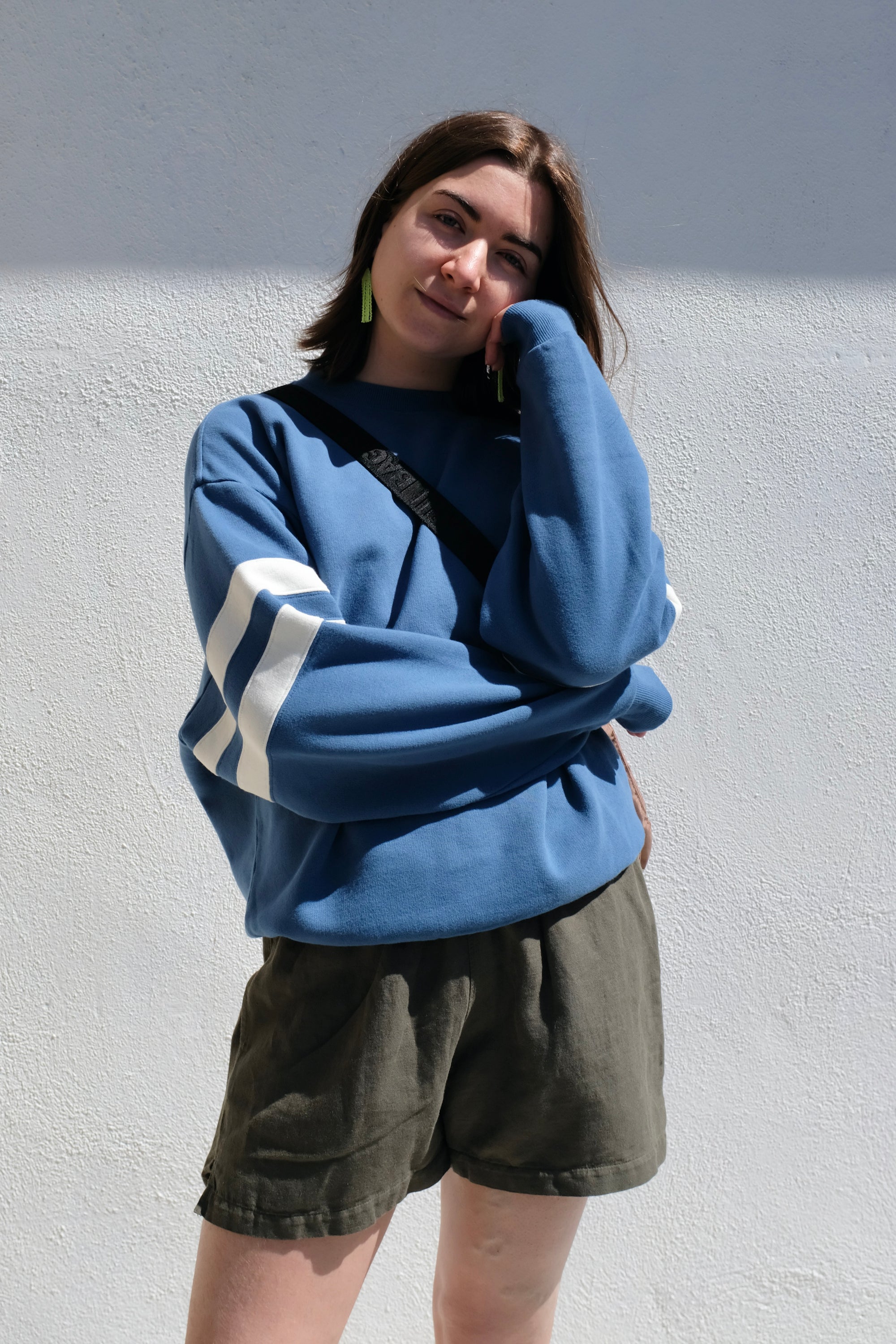 Clare V. Oversized Varsity Sweatshirt / Desert Blue
