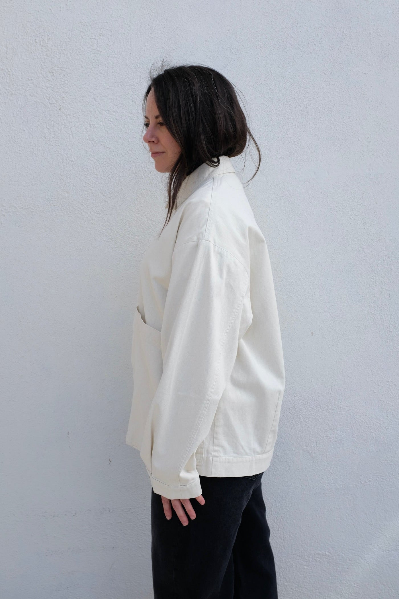 Signature Panel Pockets Jacket / Pearl White