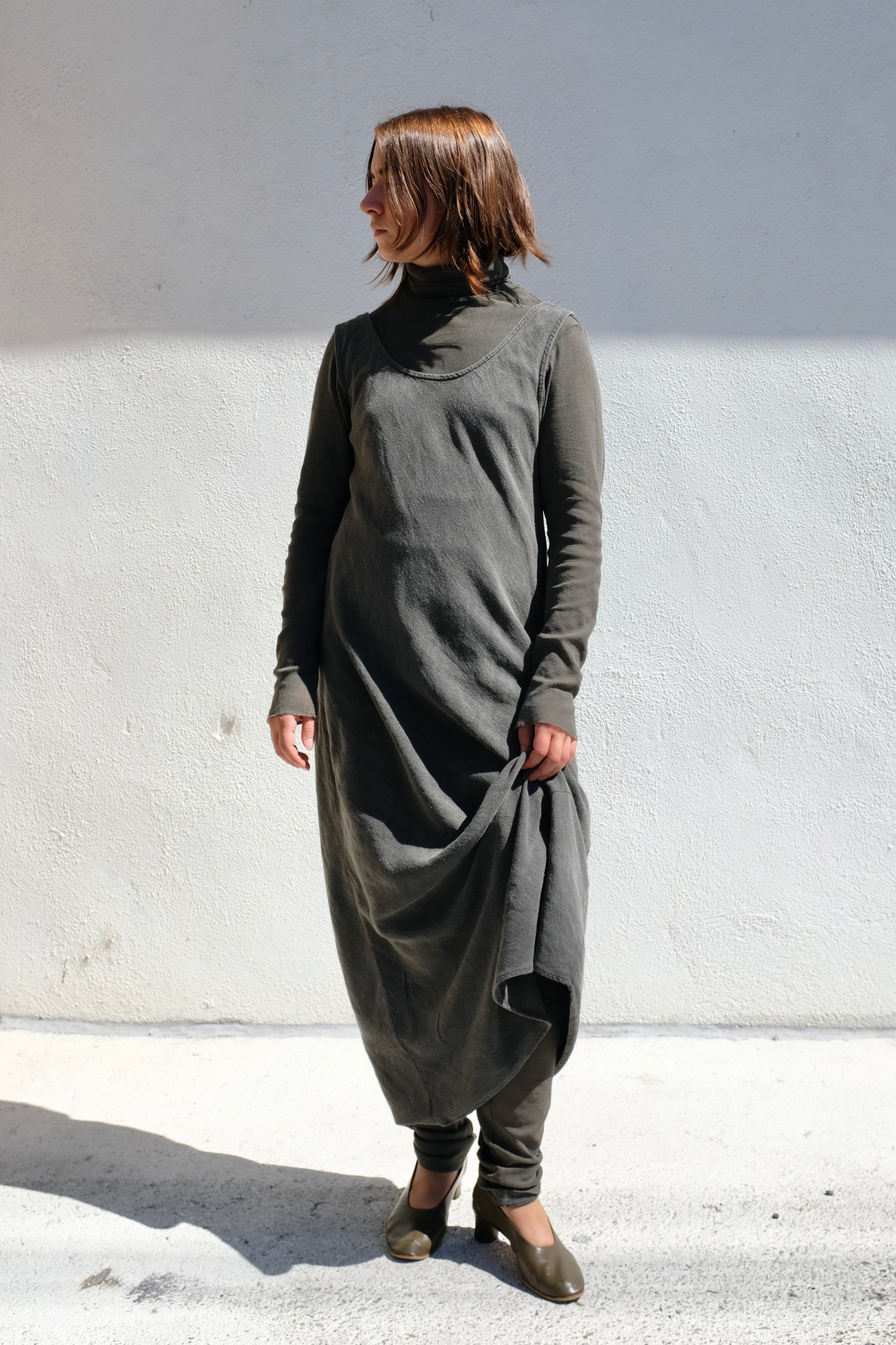 Black Crane Maxi Dress / Slate