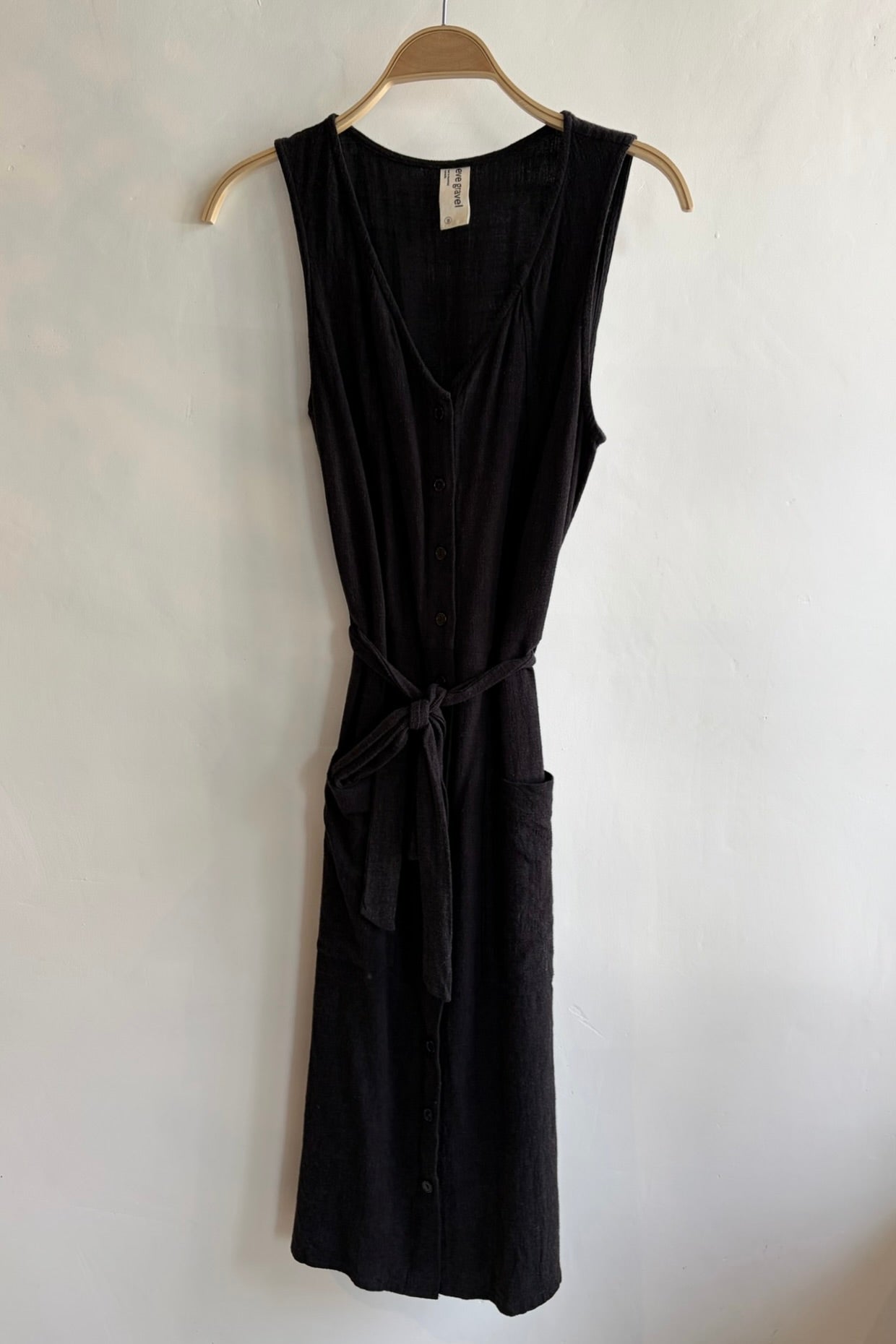 Pre-Loved / Eve Gravel Button Front Dress / Black / Size M