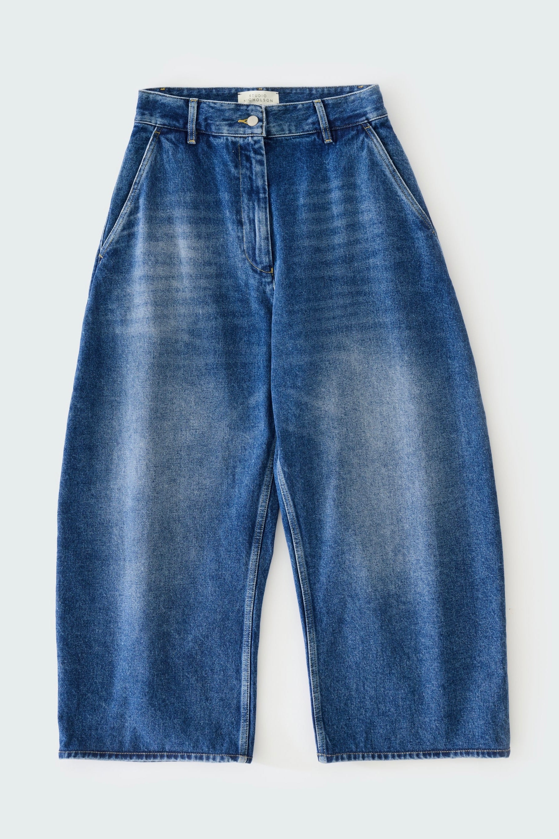Studio Nicholson Chalco Wide Crop Denim Pant / Worn Wash Indigo