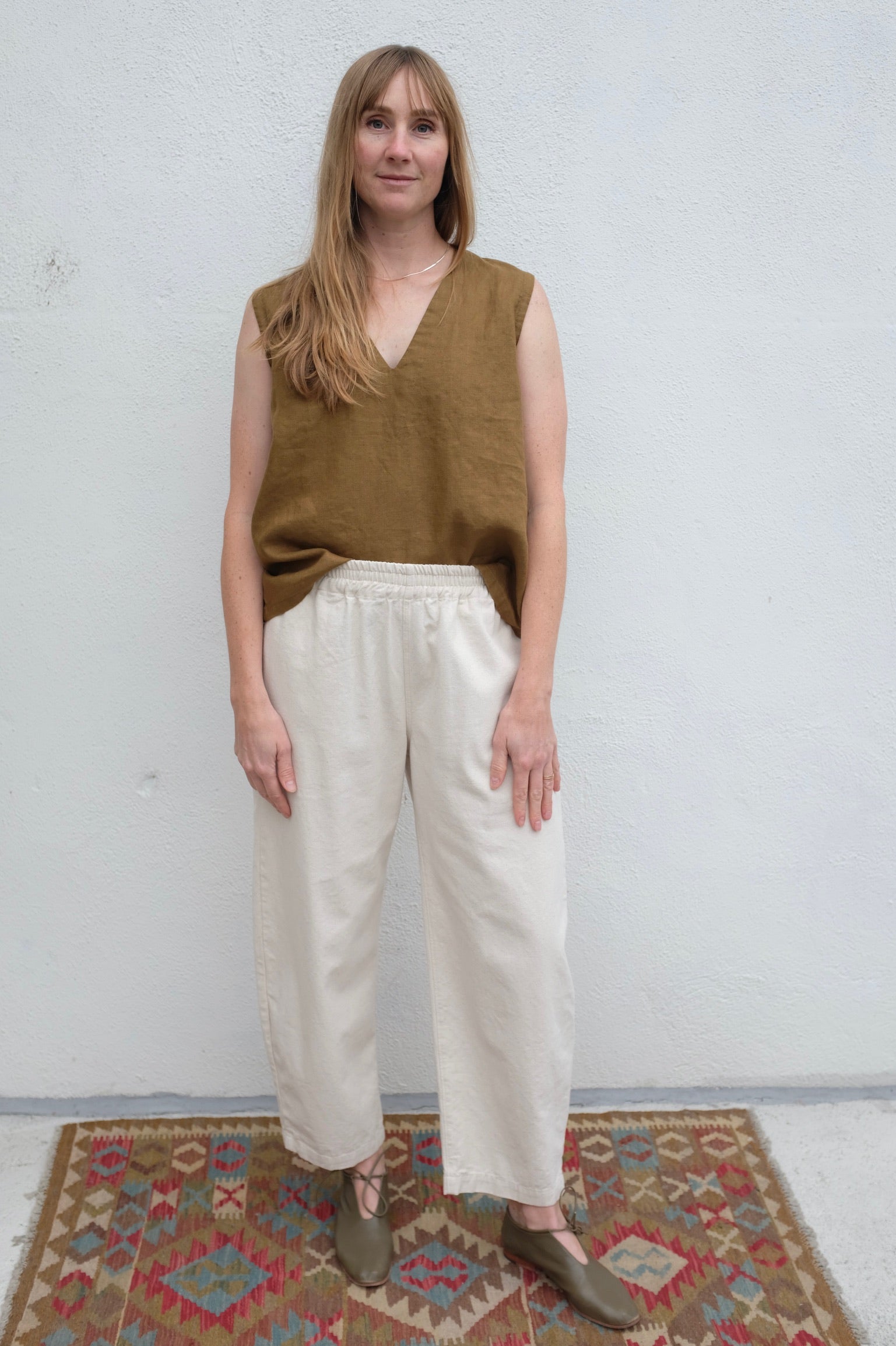 Moss Grey Orlando Trouser / Vanilla Bean