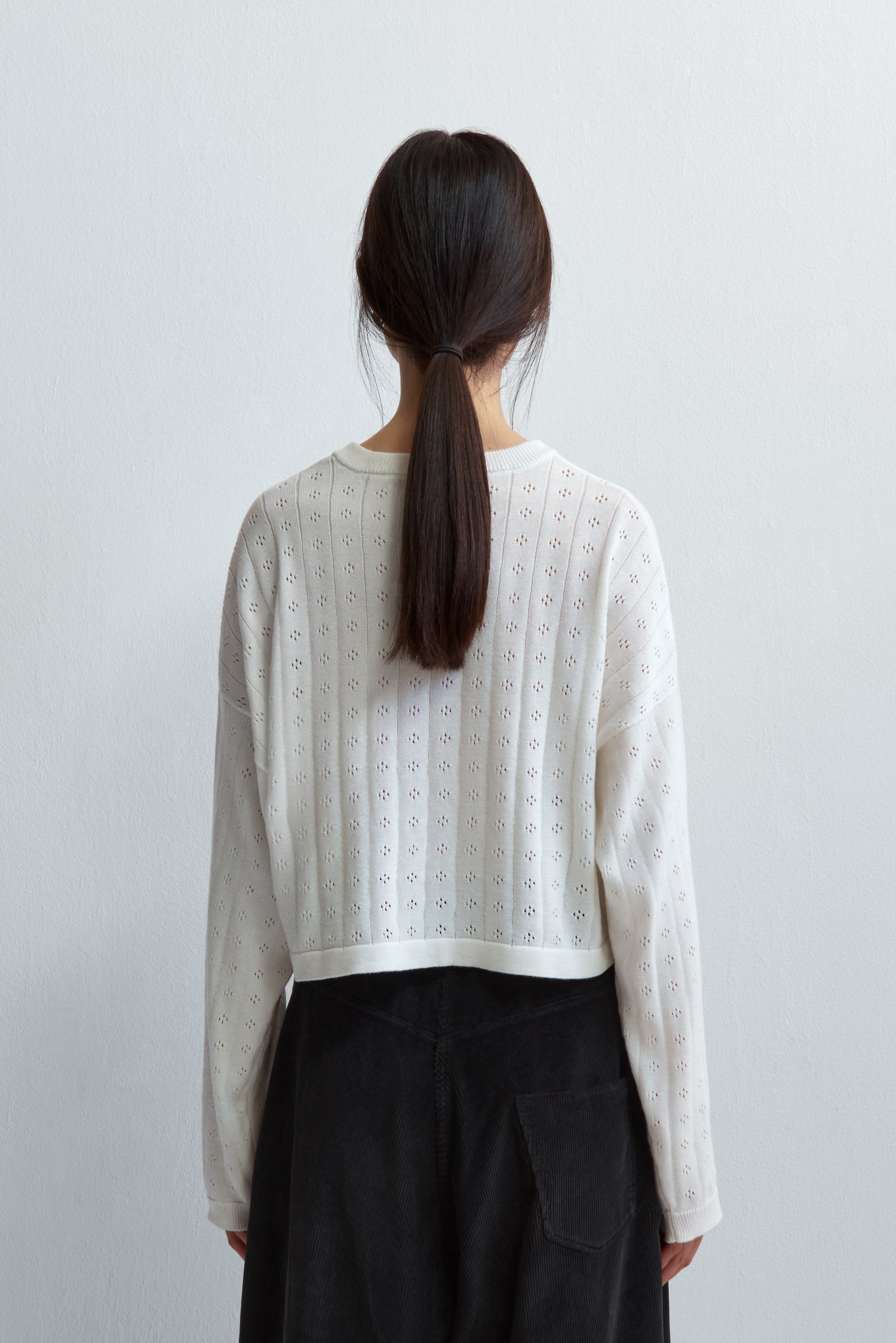 Cordera Knitted Perlé Cardigan / White